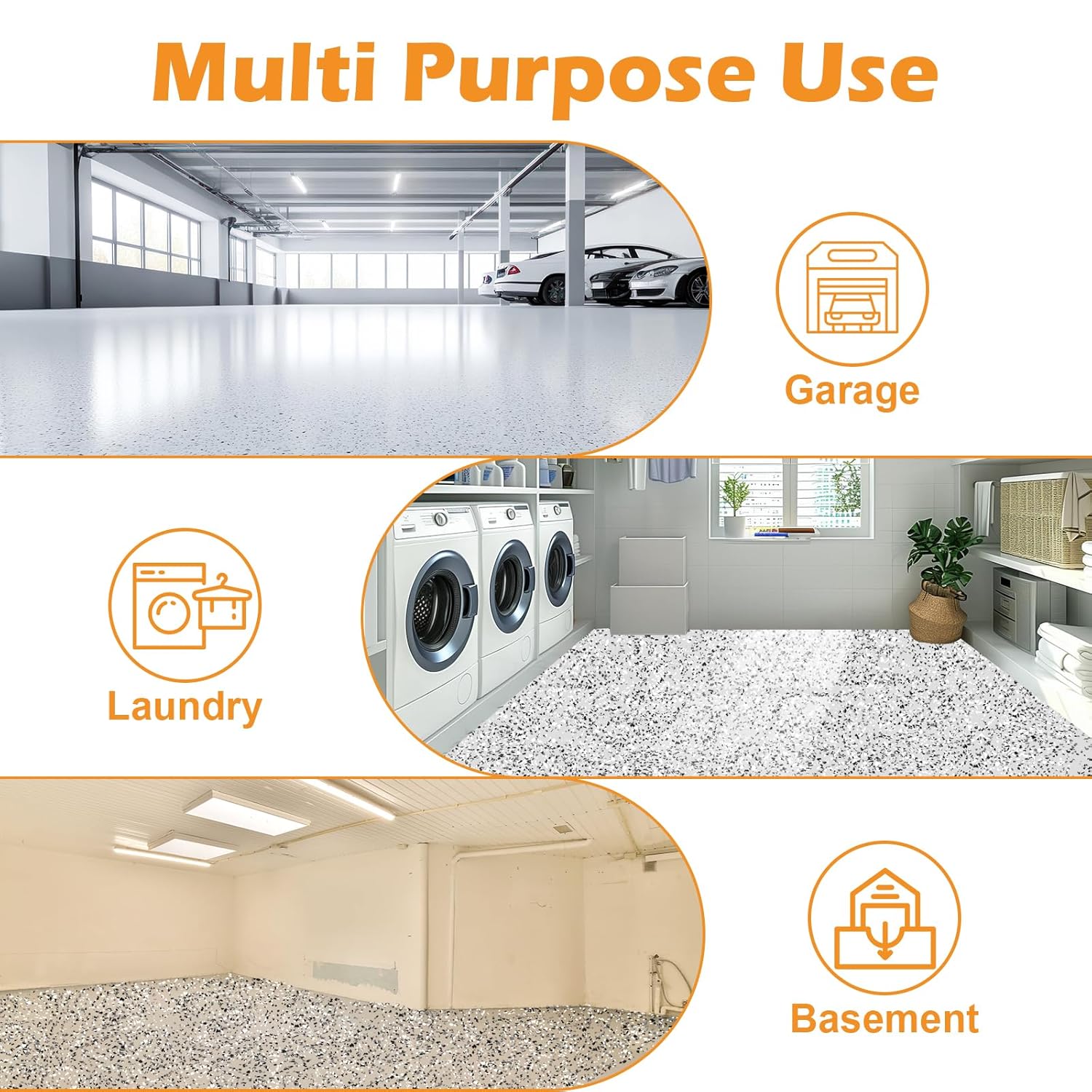 6lbs Epoxy Floor Flakes Black Gray White 3-5mm Blend Decorative Color Chips Epoxy Flooring Paint Chips Garage Floor Paint Flakes Concrete Floor Coating for Garages Basement Shops Interior Exterior