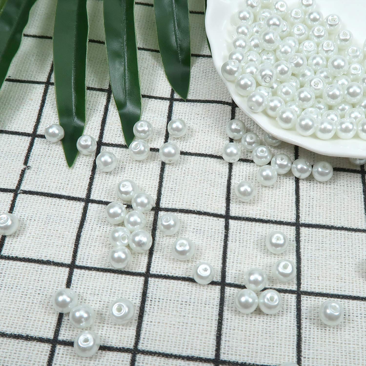 Perle Per Braccialetti Bianche TOAOB, 1500 Pezzi In ABS, 4-10mm, Per Bigiotteria E Creazioni Fai Da Te