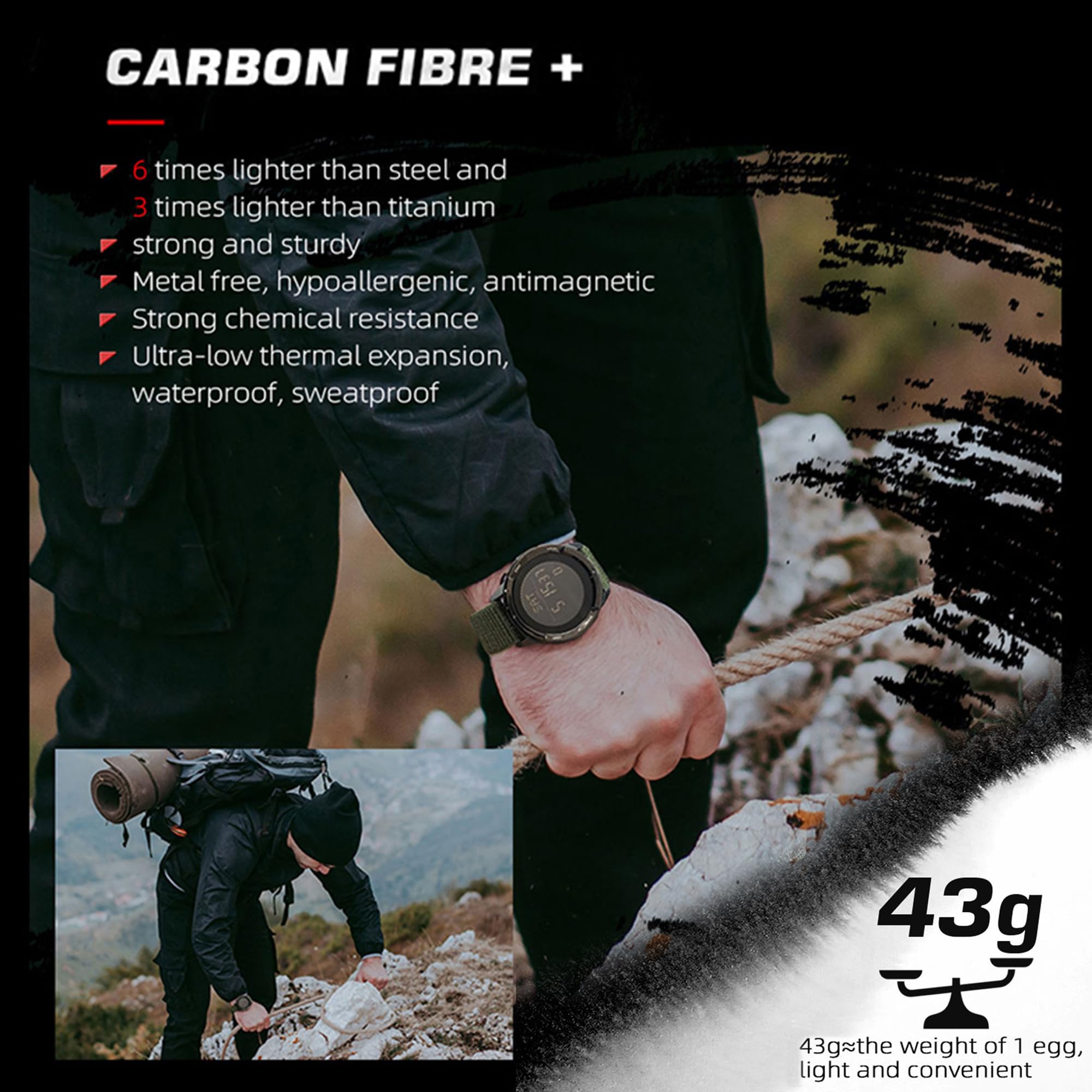Digital Armbanduhr Herren Militär Uhr mit Schrittzähler Kompass Sportuhren Herren Outdoor Military Watch 5ATM Wasserdicht Digital Uhr Herren Chronograph Nylon Taktische Uhr Senioren Groß Jungen