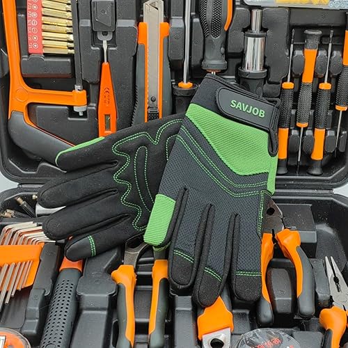 Miniatura 4 de SAVJOB Guantes de trabajo de seguridad para hombres y mujeres, guantes de trabajo utilitarios, guantes de mecánico, guantes de trabajo de patio,