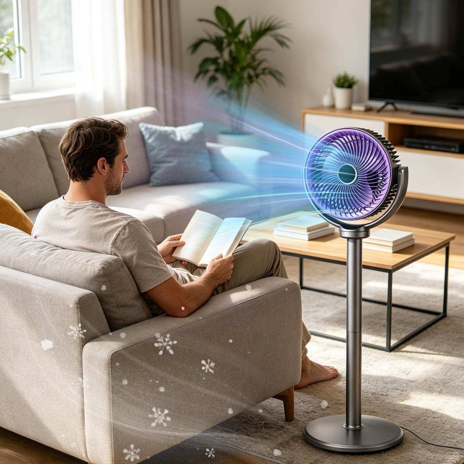 Ventilatore da pavimento per camera 5 velocità altezza regolabile batteria