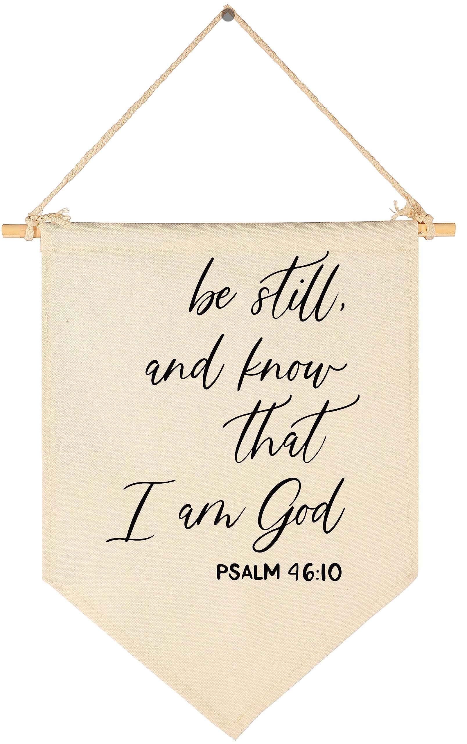 Christian Bible Verses,New Year Birthday Christmas Gift-Be Still and Know that I Am God-Canvas Hanging Pennant Flag Banner Wall Sign Decor Gift for Nursery Bedroom Baby Girl Boy Teen Kids' Room
