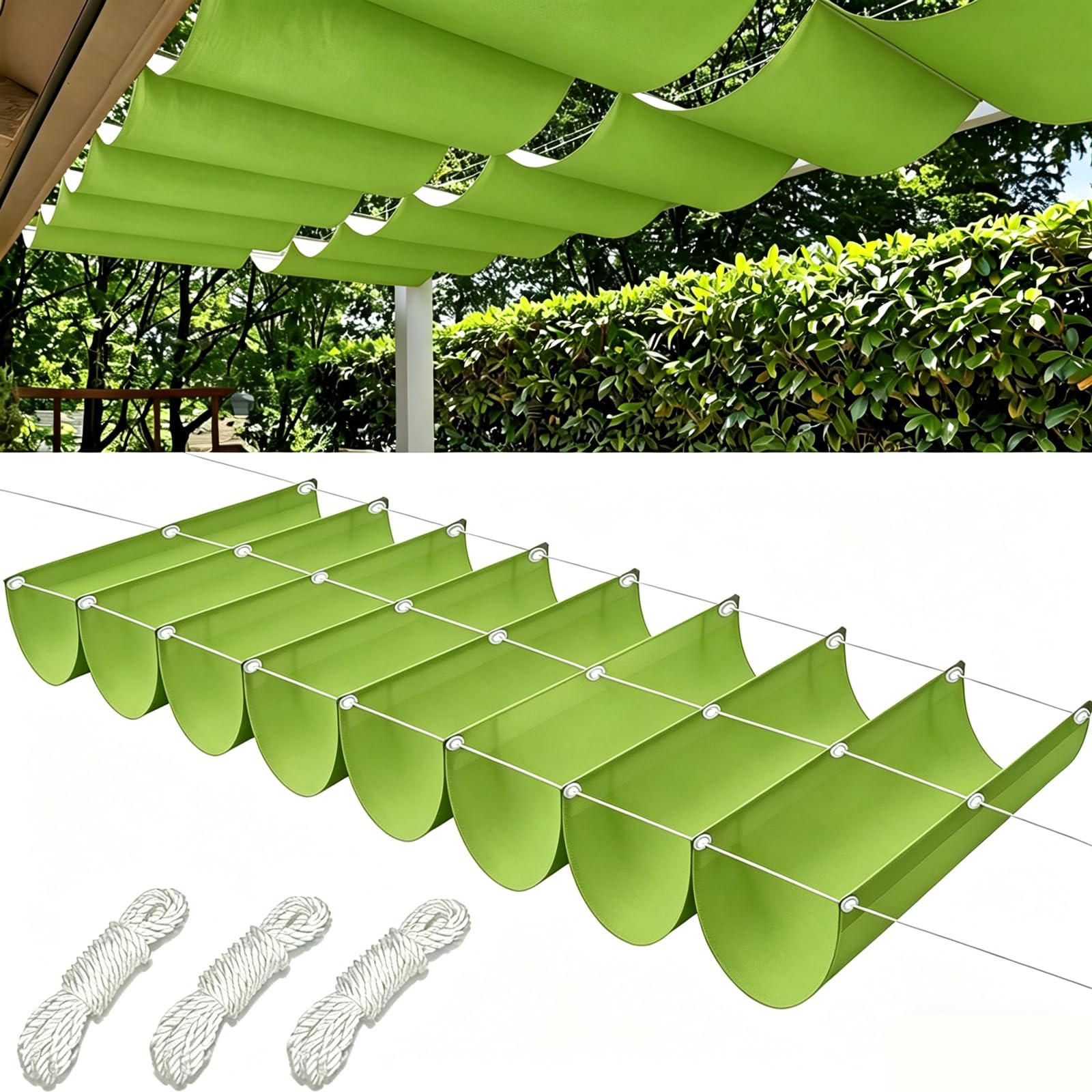 Retractable wave-shaped garden pergola, Reinforced edging to prevent deformation scalable gazebo, Water-free pergola, Easy installation-A||160x800cm