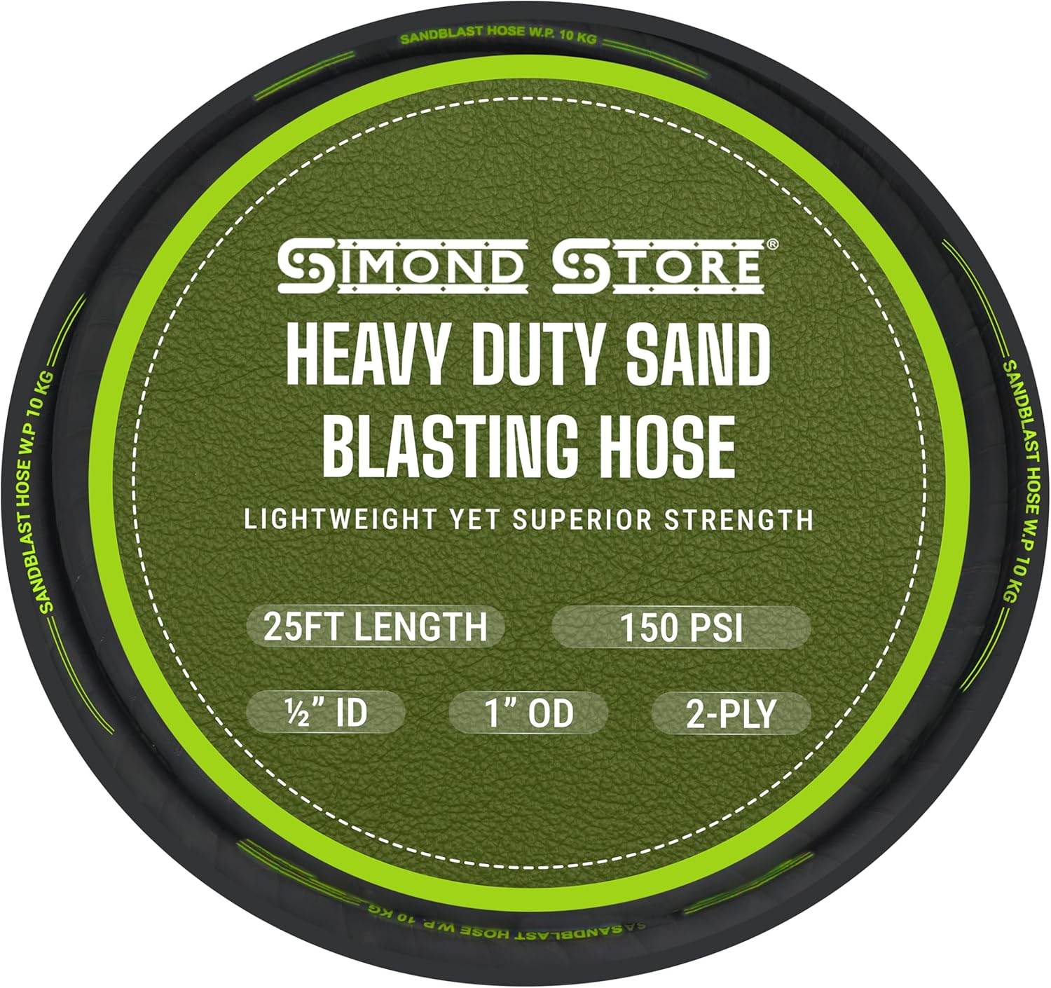 SIMOND STORE Abrasive Sandblast Hose 1/2" ID, 1" OD - 25 Feet Long Sandblasting Hose
