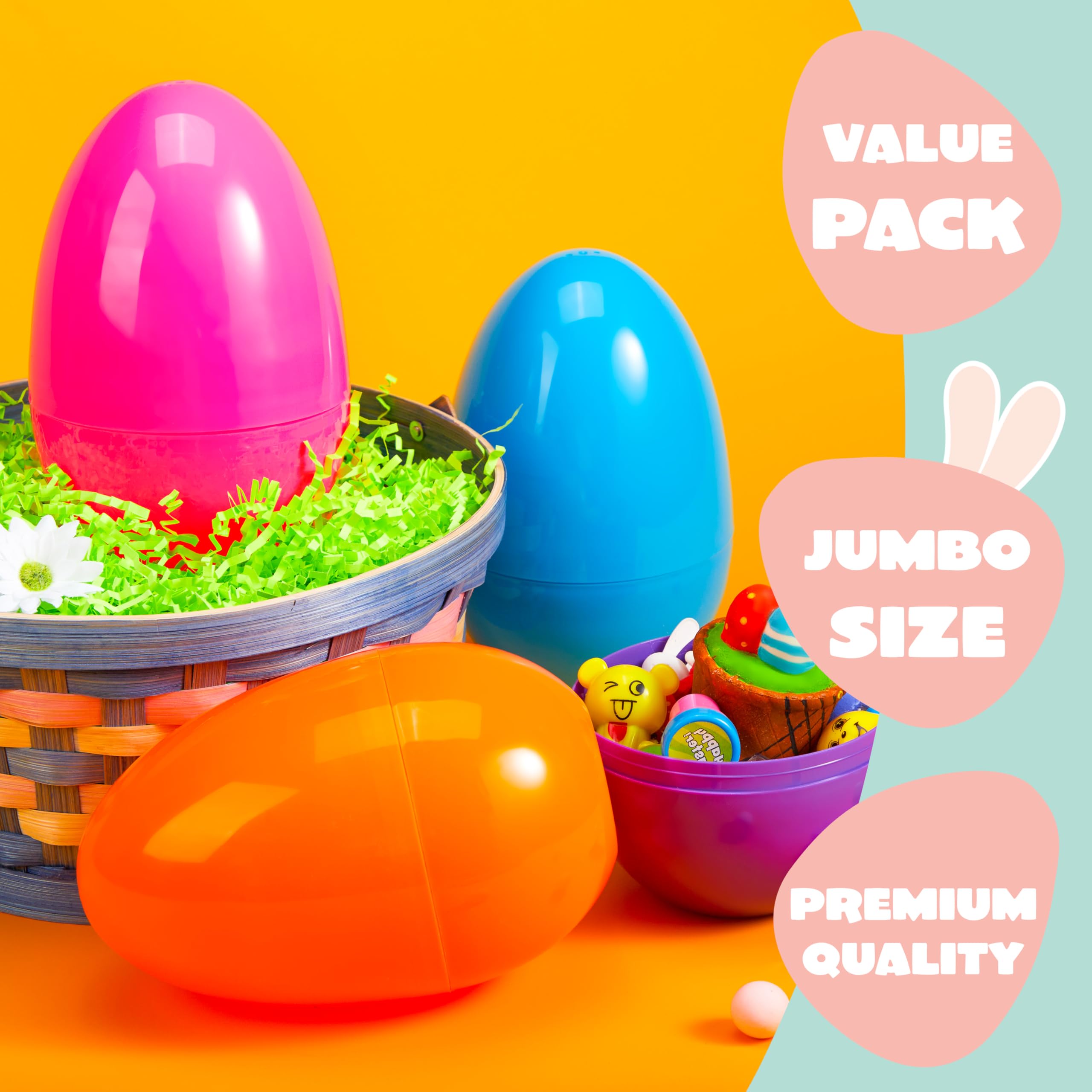 JOYIN Lot De 6 Œufs De Pâques Géants 15cm - Œufs En Plastique Colorés à Remplir Pour Chasse Aux Œufs - Jouets Enfants