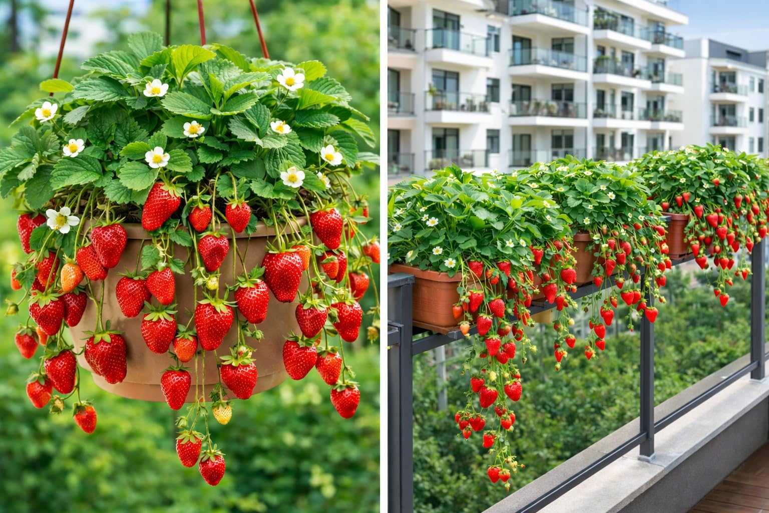 Set 10 STÜCK Hängeerdbeere Klettererdbeere Erdbeerpflanzen ERDBEEREN Pflanzen Setzlinge Super Lecker! Winterhart Mehrjährig