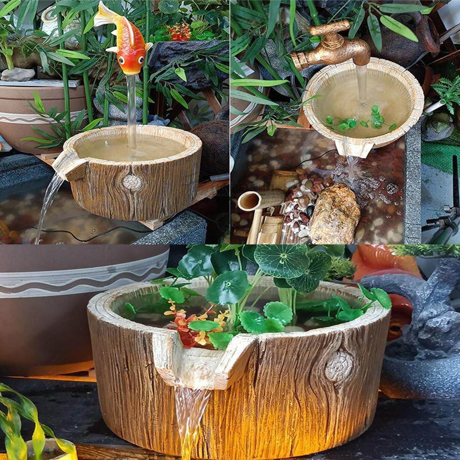 Fuentes de estanque, decoración creativa para estanques pequeños, fuente de circulación de agua suspendida para estanques koi, jardín, patio, césped y características de agua al aire libre