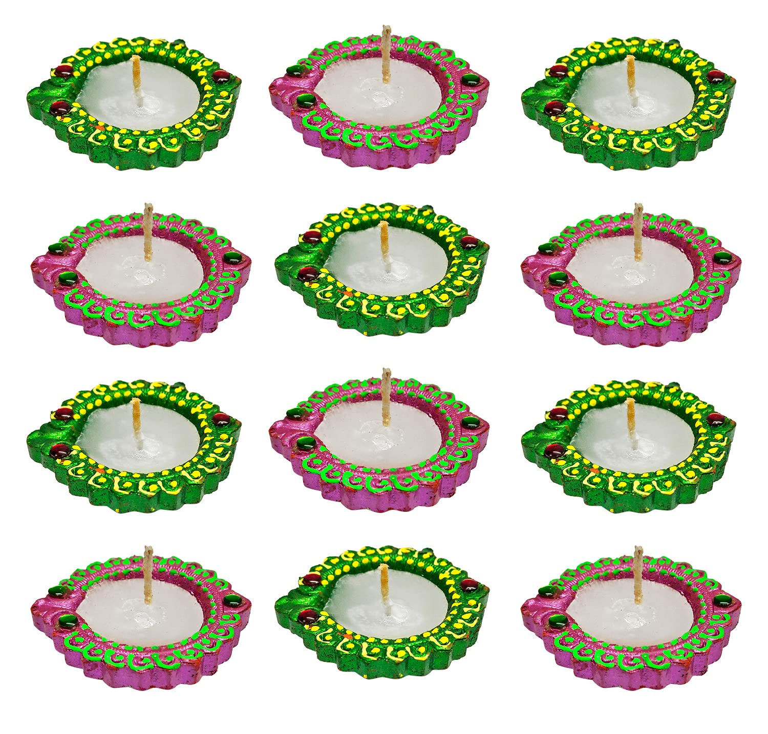 Buy Genieland Clay Diya Diwali Dia with Cotton Wicks for Puja Pooja