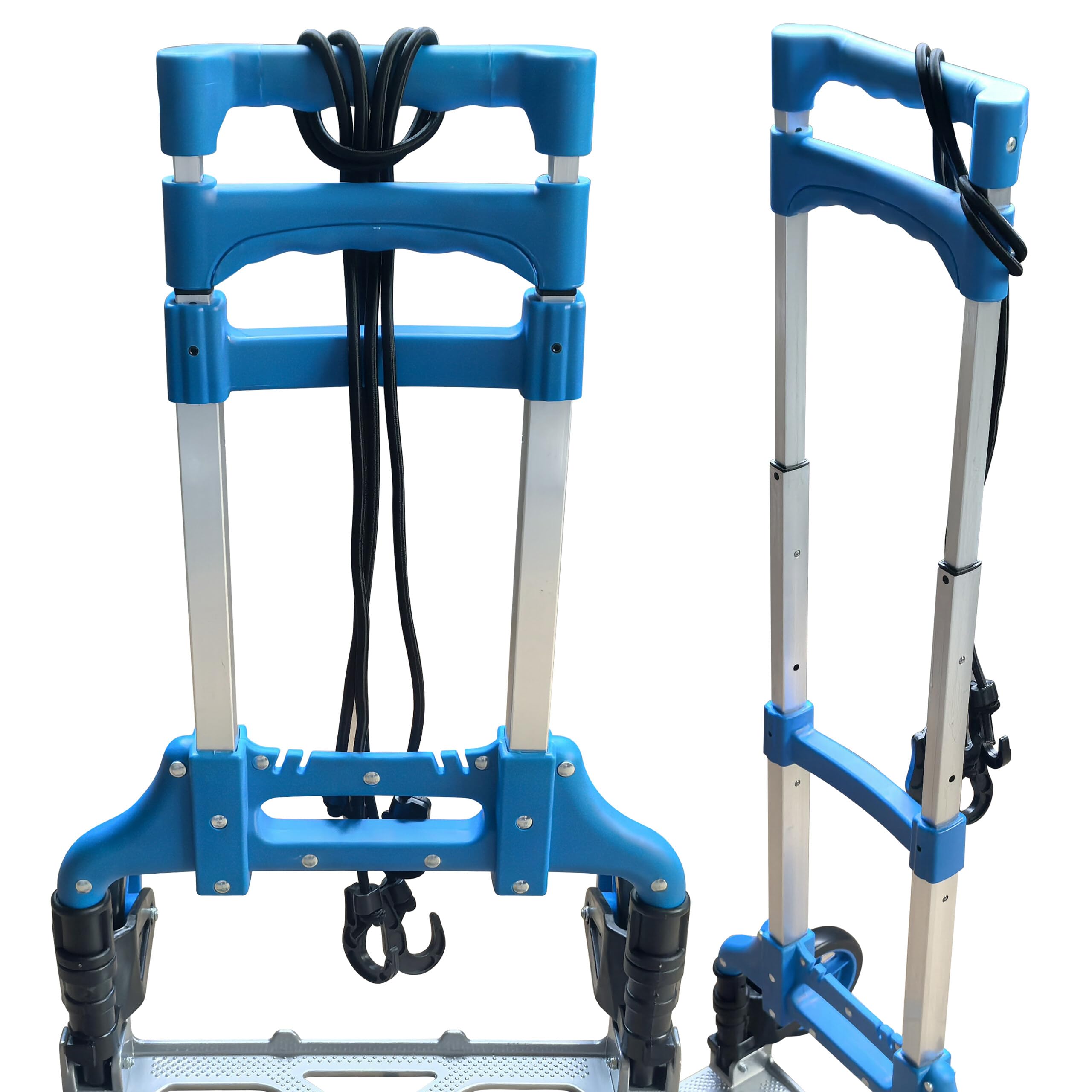 Relaxdays Carretilla Plegable hasta 70 kg, 98x38x41 cm, Transporte/mudanzas, Mango telescópico Acero, Plata/Azul