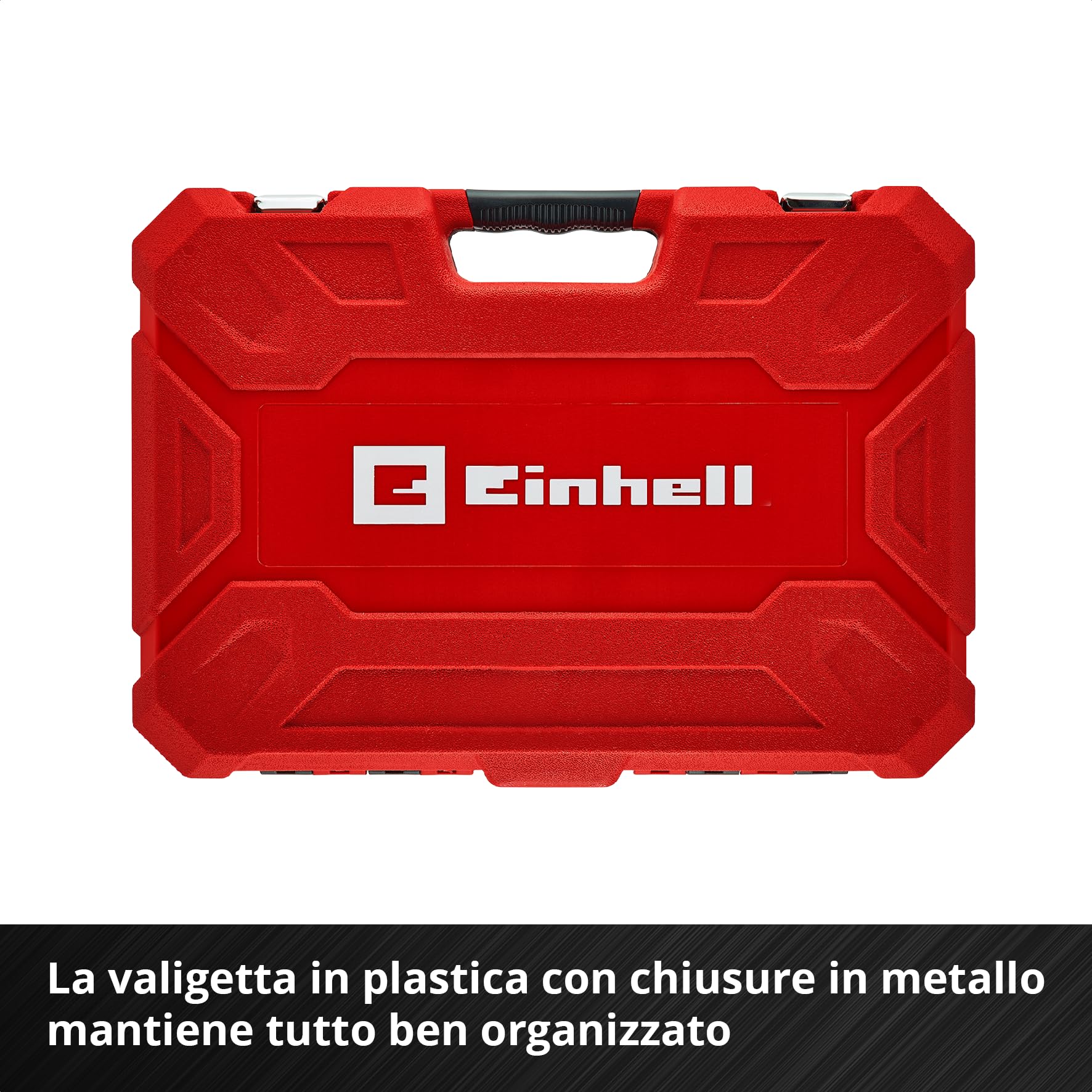 Einhell 110 pezzi set di bussole e cricchetto | Set di bussole | cricchetti | assortimento di inserti | impugnatura per cacciavite | chiavi esagonali | valigetta inclusa