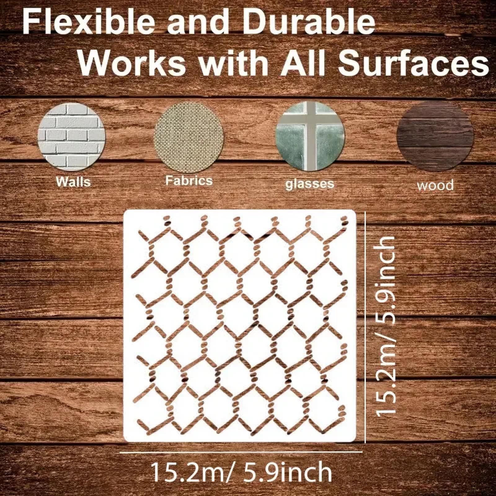 Lot de 16 pochoirs réutilisables de 15 cm pour peinture sur bois, mur, porte, toile, décoration d'intérieur