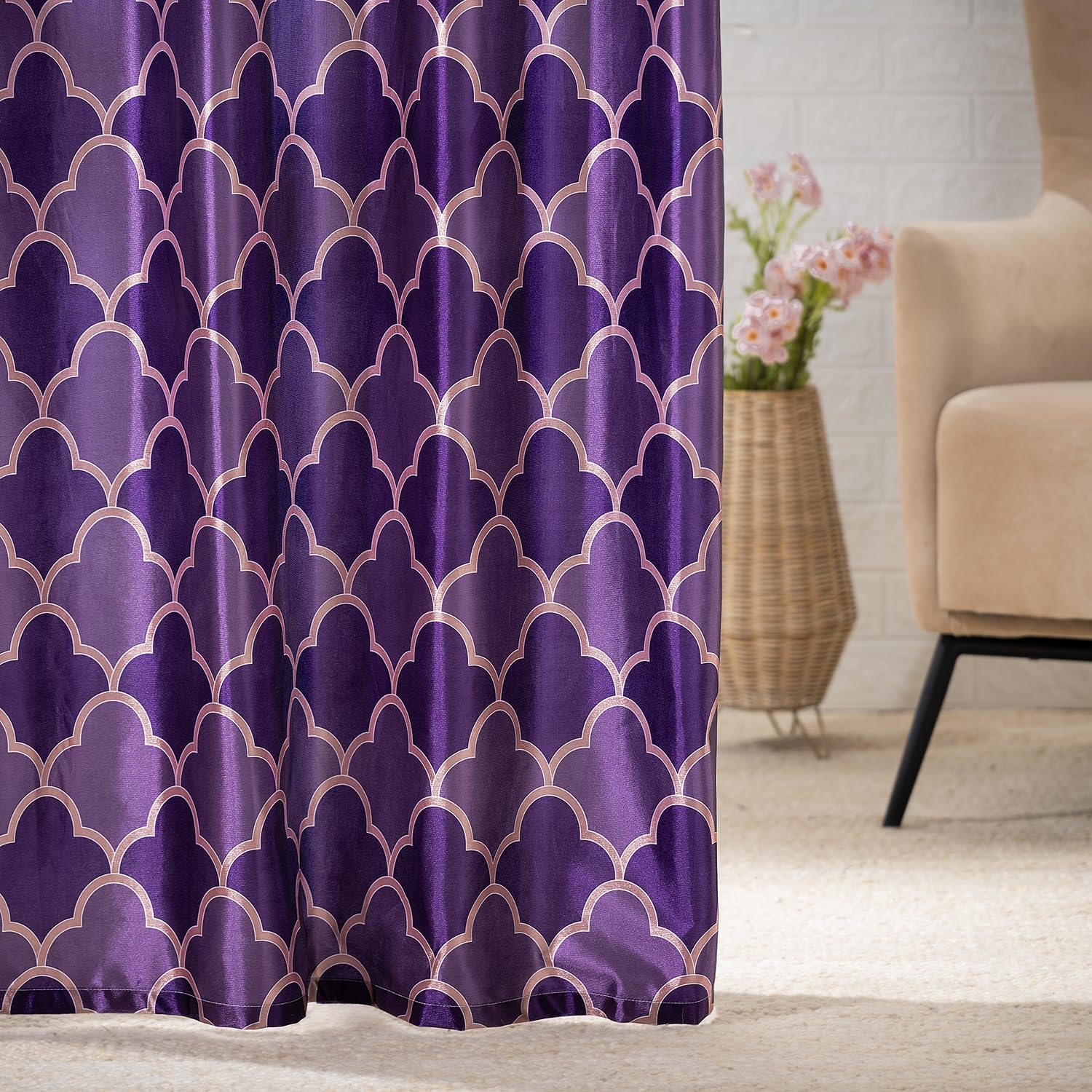Wakefit Window Curtains 5 feet Set of 2, Blocks Upto 70% of Light, Curtains 5 feet, Curtains for Window, Curtains for Living Room, Polyester Printed Curtains (Ralph Purple)