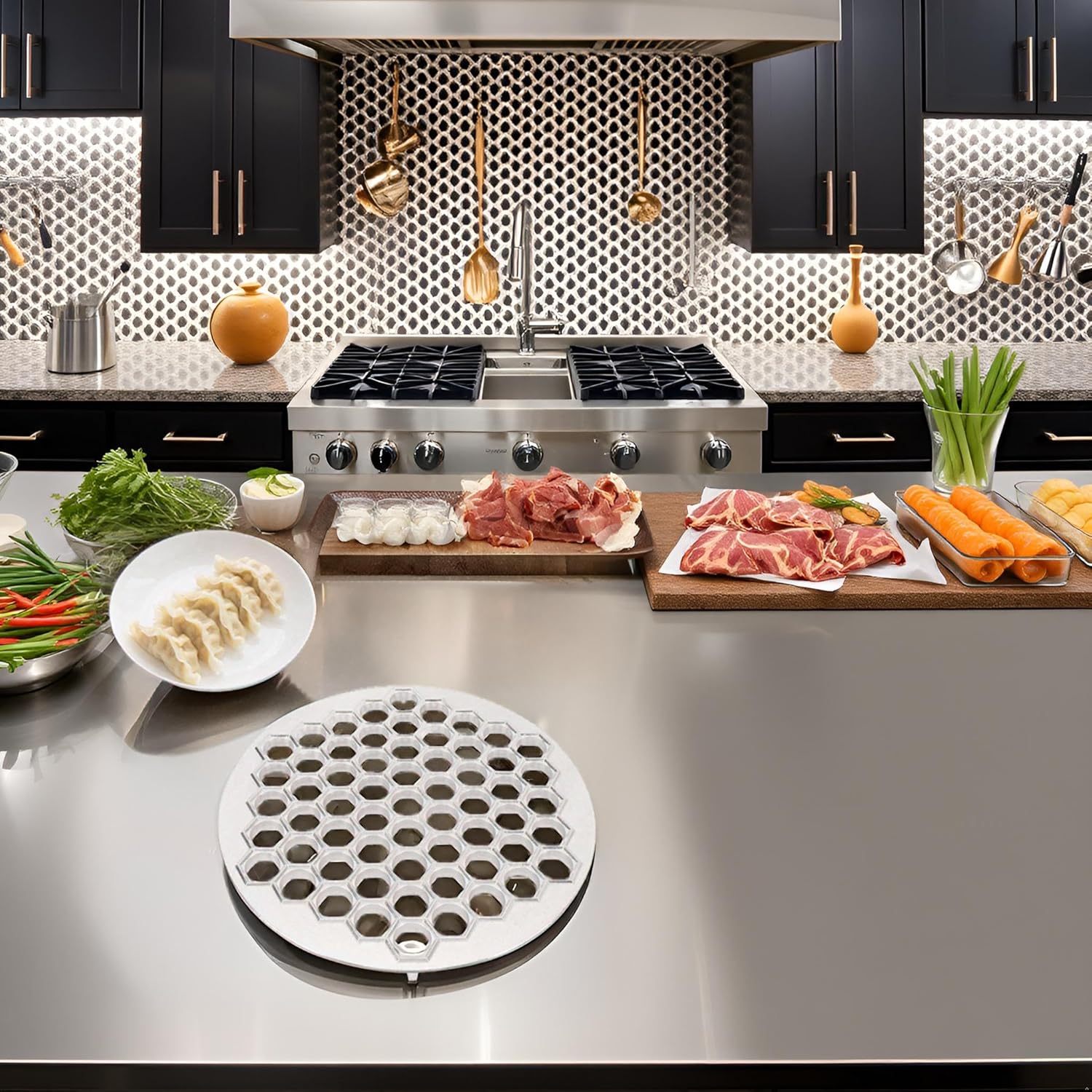 61 Holes Russian Dumpling Maker, Aluminum Alloy Material Efficient Making Easy to Clean Ravioli Cutter for Kitchen Restaurant Cooking Tools