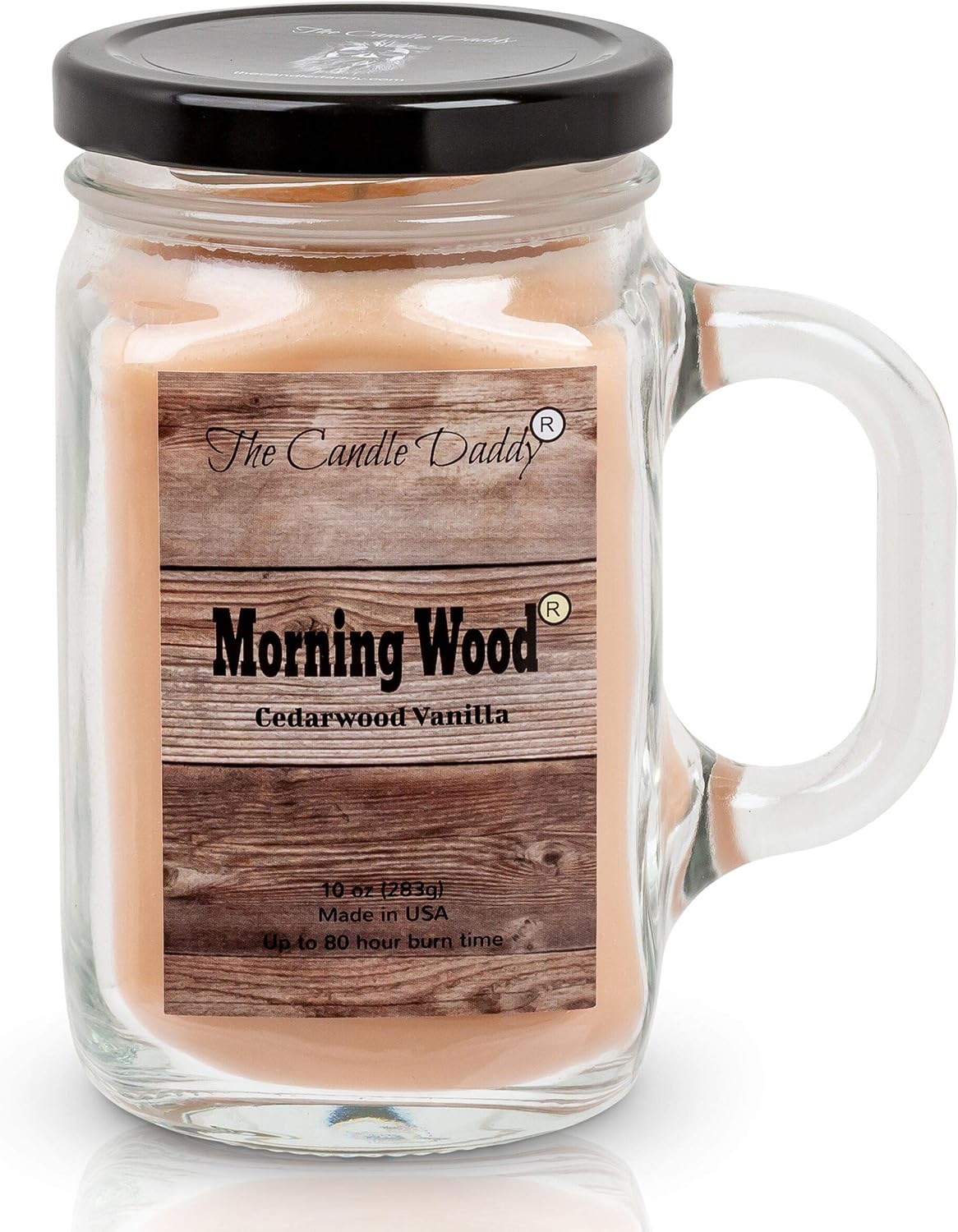 The Candle Daddy Morning Wood Cedarwood Vanilla Candle - Funny Candle Makes Great Gift for Him - Vanilla Scented Mason Jar Gag Candle - 10.5 oz, 80 Hour Burn Time, Poured in Small Batches in USA