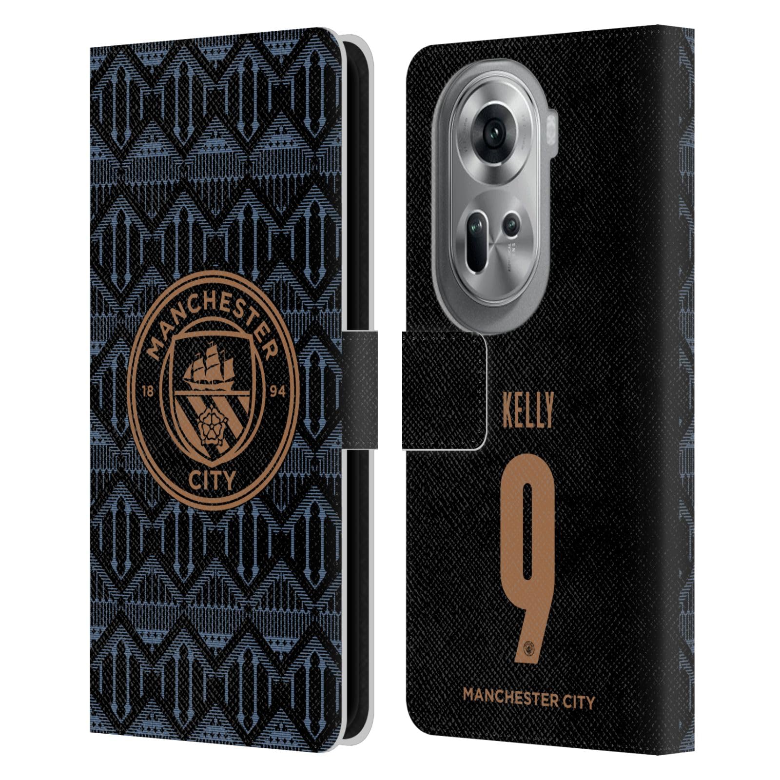 Head Case Designs Officially Licensed Manchester City Man City FC Chloe Kelly 2020/21 Women's Away Kit Group 2 Leather Wallet Case Compatible with Oppo Reno11 Pro