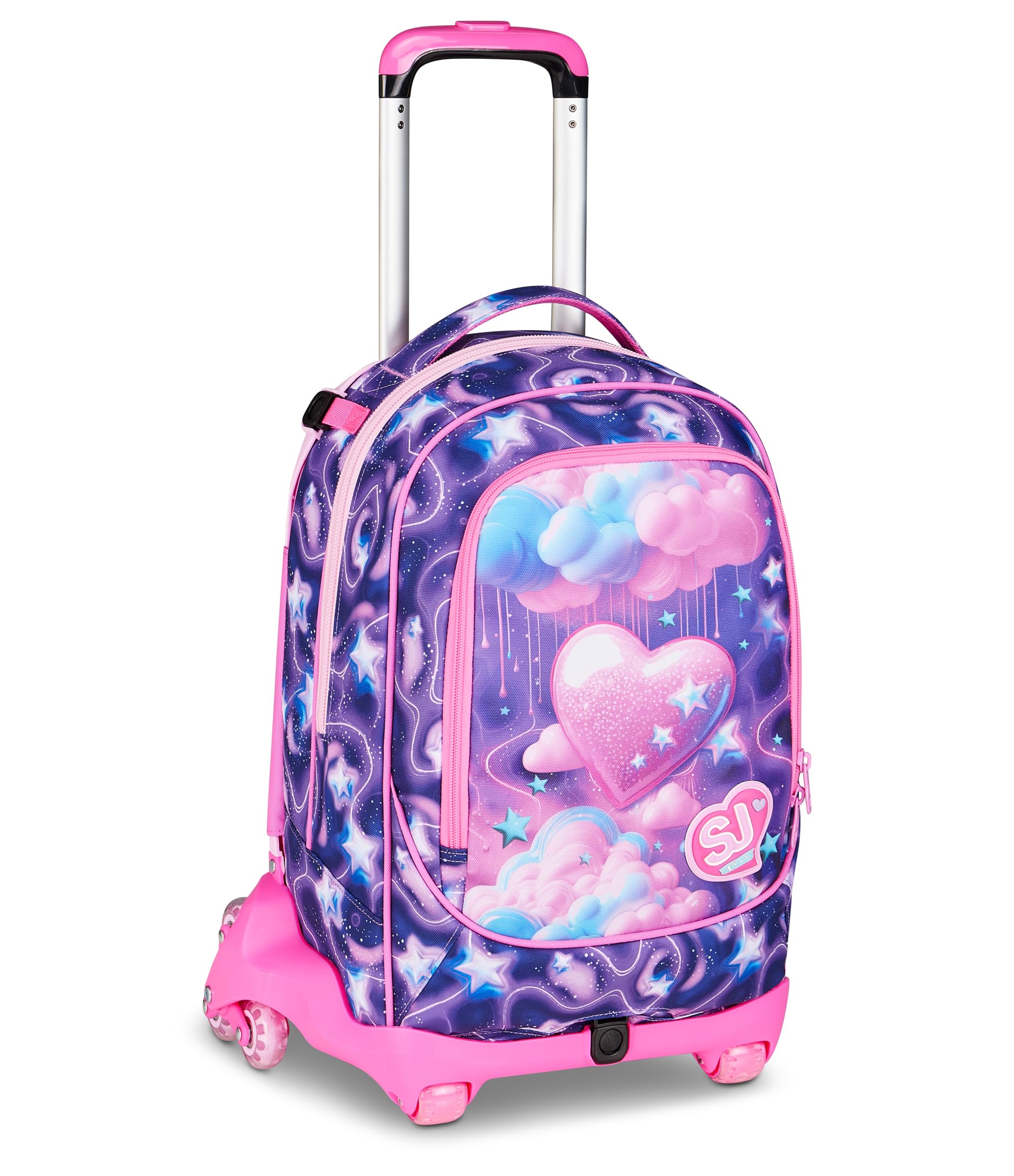 SJ GANG STYLE JAM GANG Trolley Scuola Jack 8 ruote FLUFFY PINK GIRL, Viola, 34 L, Scomponibile, Uso Zaino, Cross-over System, Spallacci a scomparsa, Tasca portaborraccia, Elementari e medie, Bambina