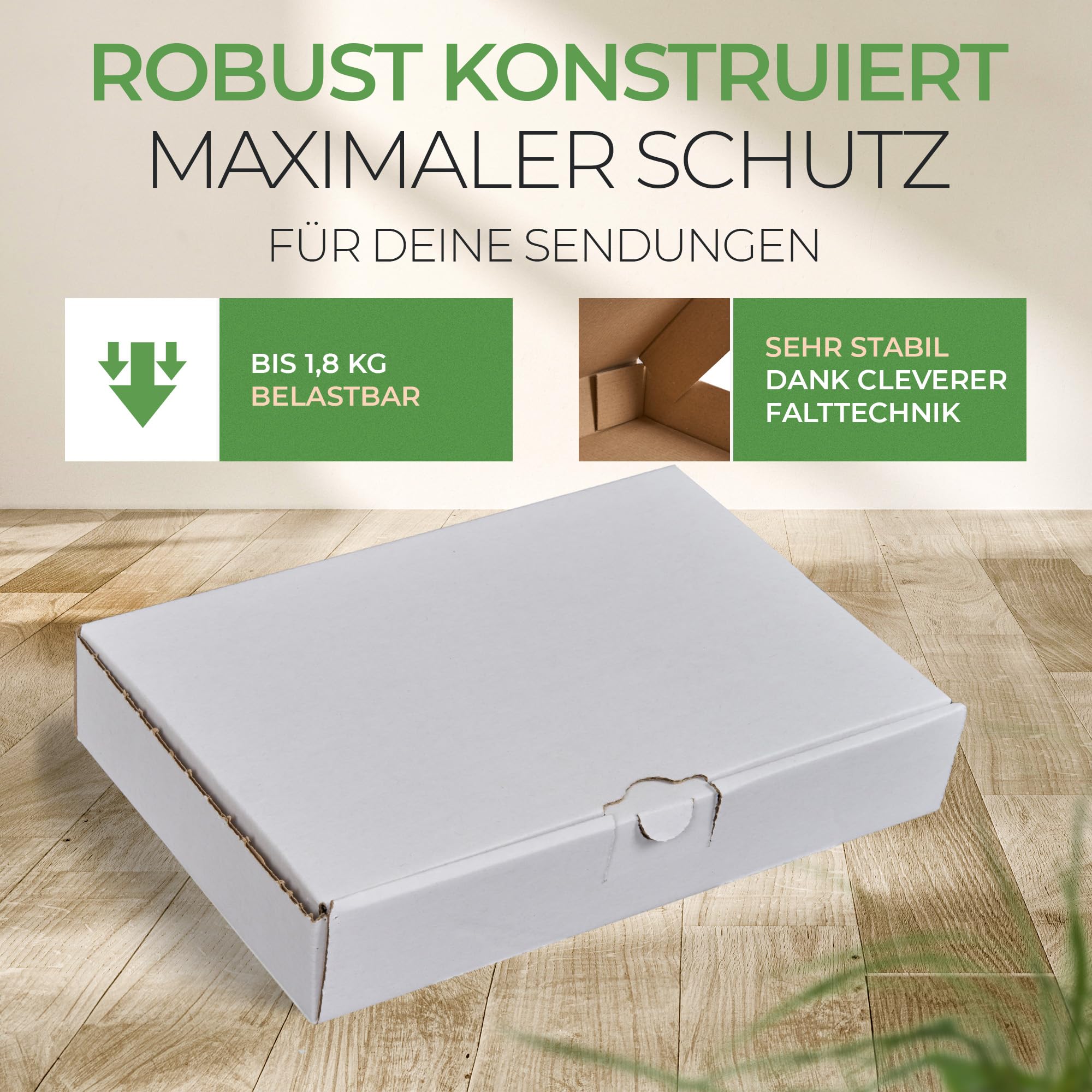 smiley pack Maxibriefkarton DIN A5 240 x 160 x 45 mm – weißer stabiler Versandkarton mit Steckverschluss, passend für DHL Maxibrief, Warensendung & Büchersendung (100 Stück)