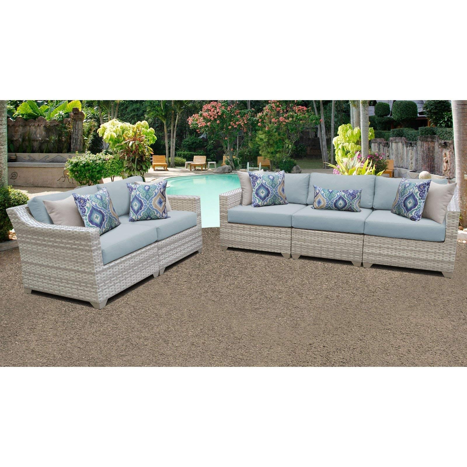 TK ClassicsFairmont 5 Piece Outdoor Wicker Patio Furniture Set 05a in Spa
