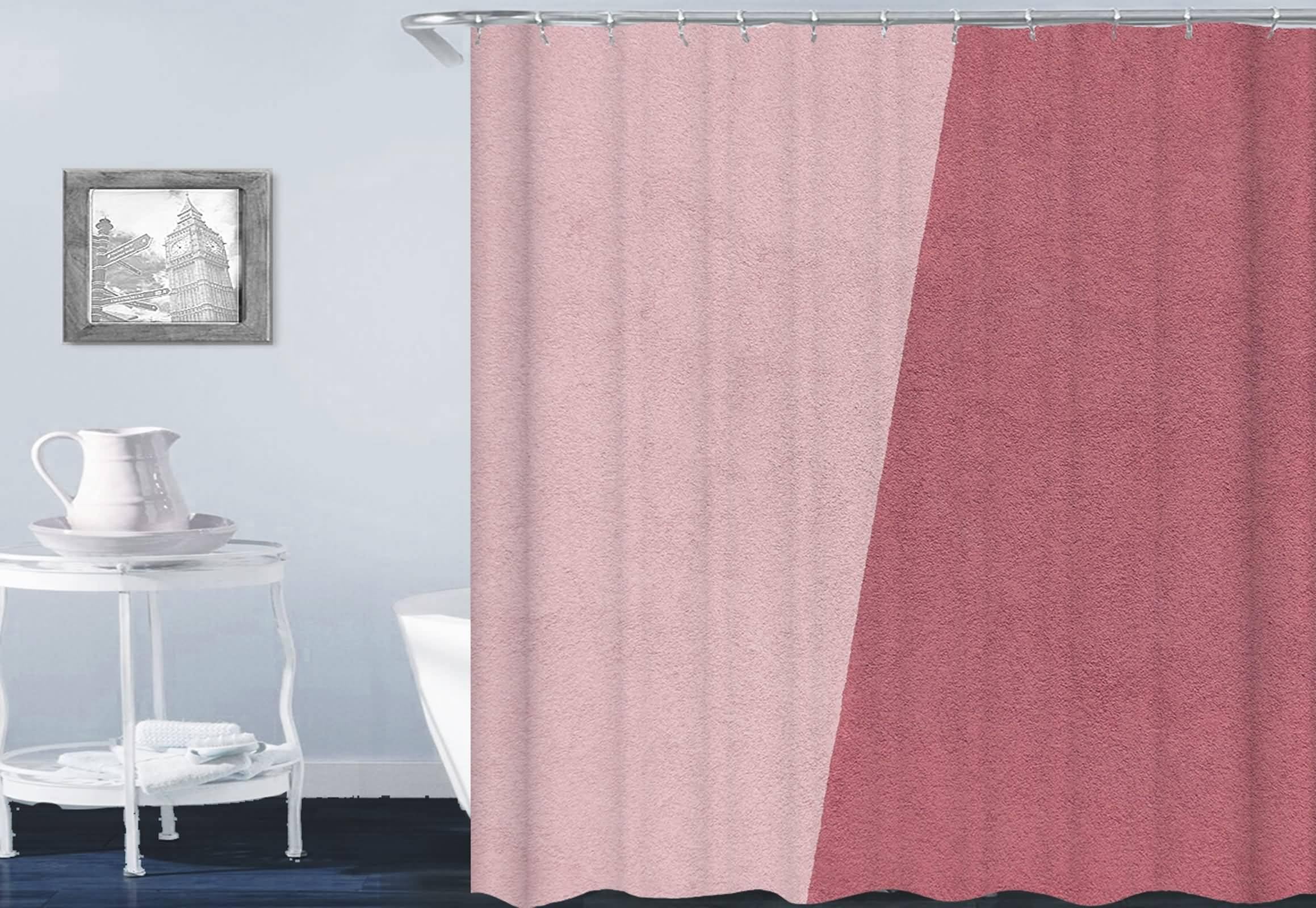 Tenda Doccia 180x180 Tessuto Antimuffa, Poliestere Multicolore Muro bicolore Tenda da bagno con ganci in metallo e plastica