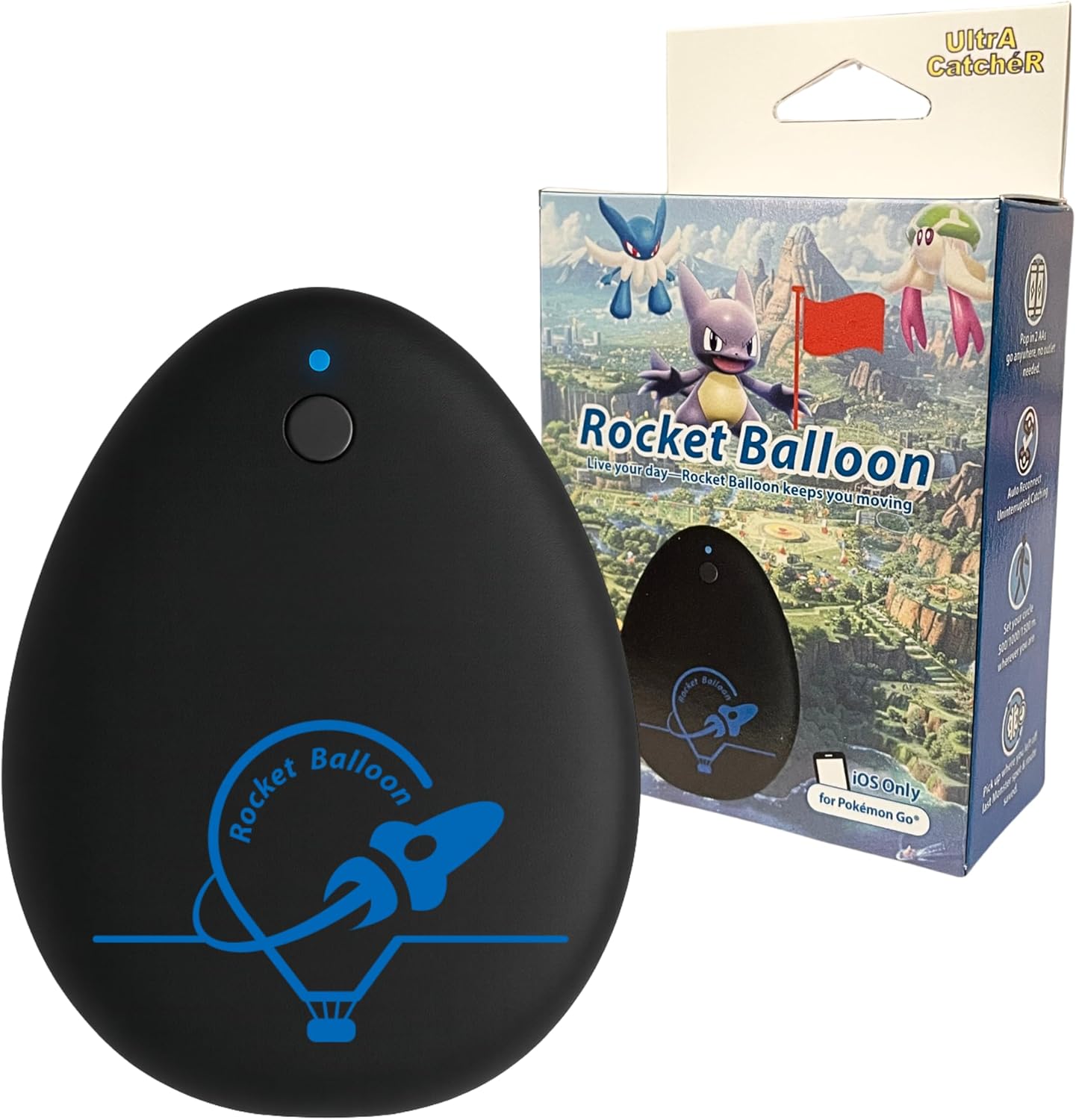 Rocket Balloon Auto Walking Device for iOS Auto Catch and Auto Item Collection Smart Walking and Point to Point Movement with Dedicated App Route Continuation and Cooldown Protection