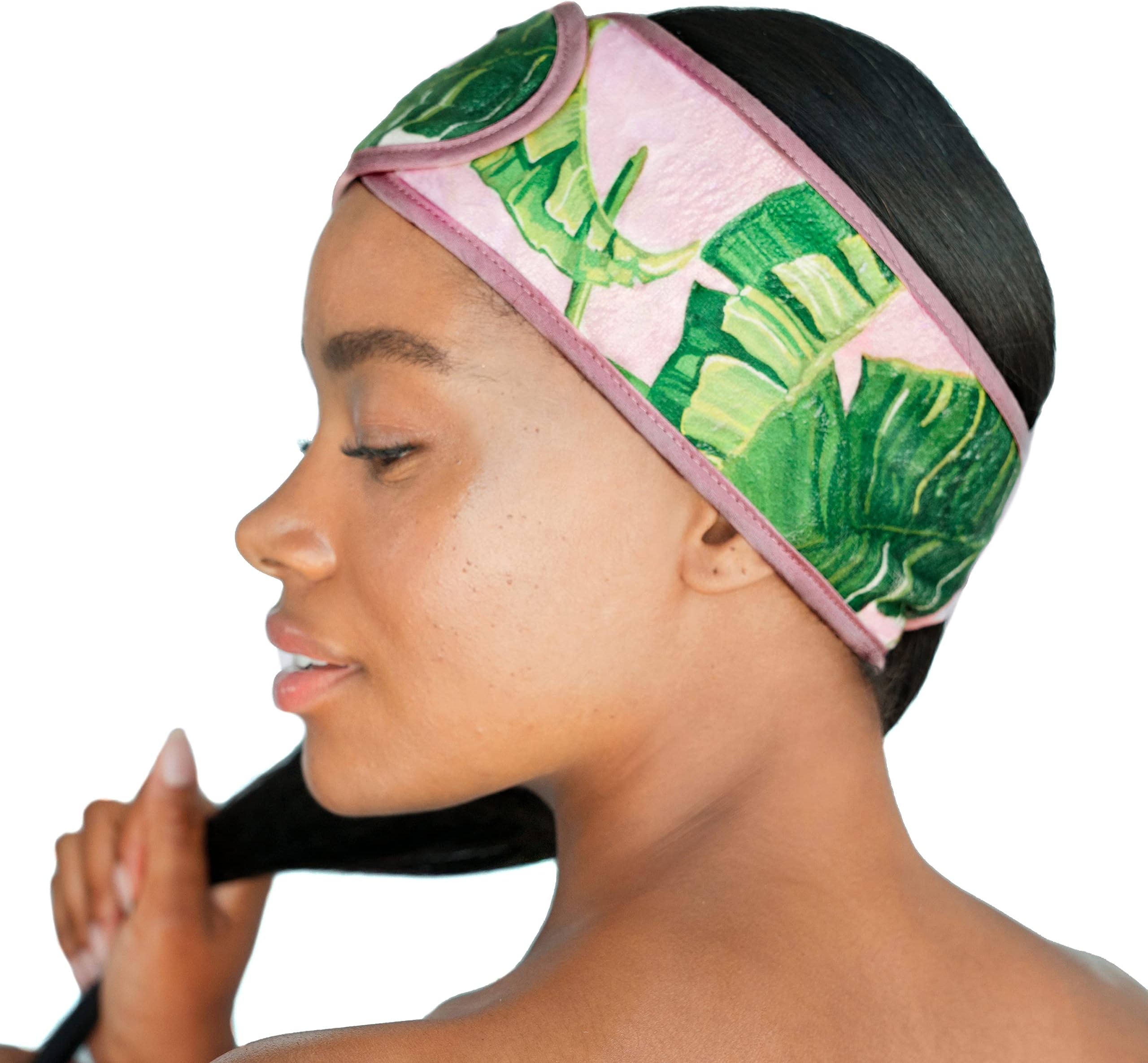 Kitsch Spa Microfiber Headband for Women - Multifunctional Skincare & Hair Band for Face Washing, Makeup Application (Palm Leaves)