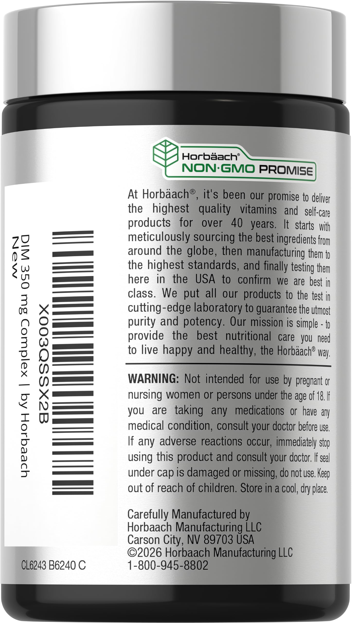 Horbäach DIM Supplement | 350mg Complex | for Women & Men | 120 Capsules — Amazon image 3