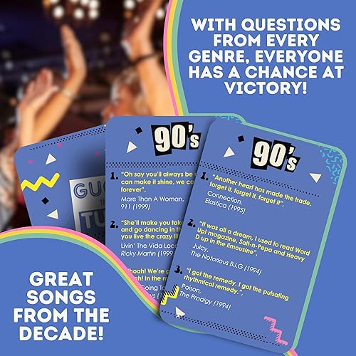 Miniatura 4 de Boxer Gifts Juegos de cartas musicales para adultos y familias de los años noventa Guess That Sintonice  Letras de canciones Game Night - Nombre de