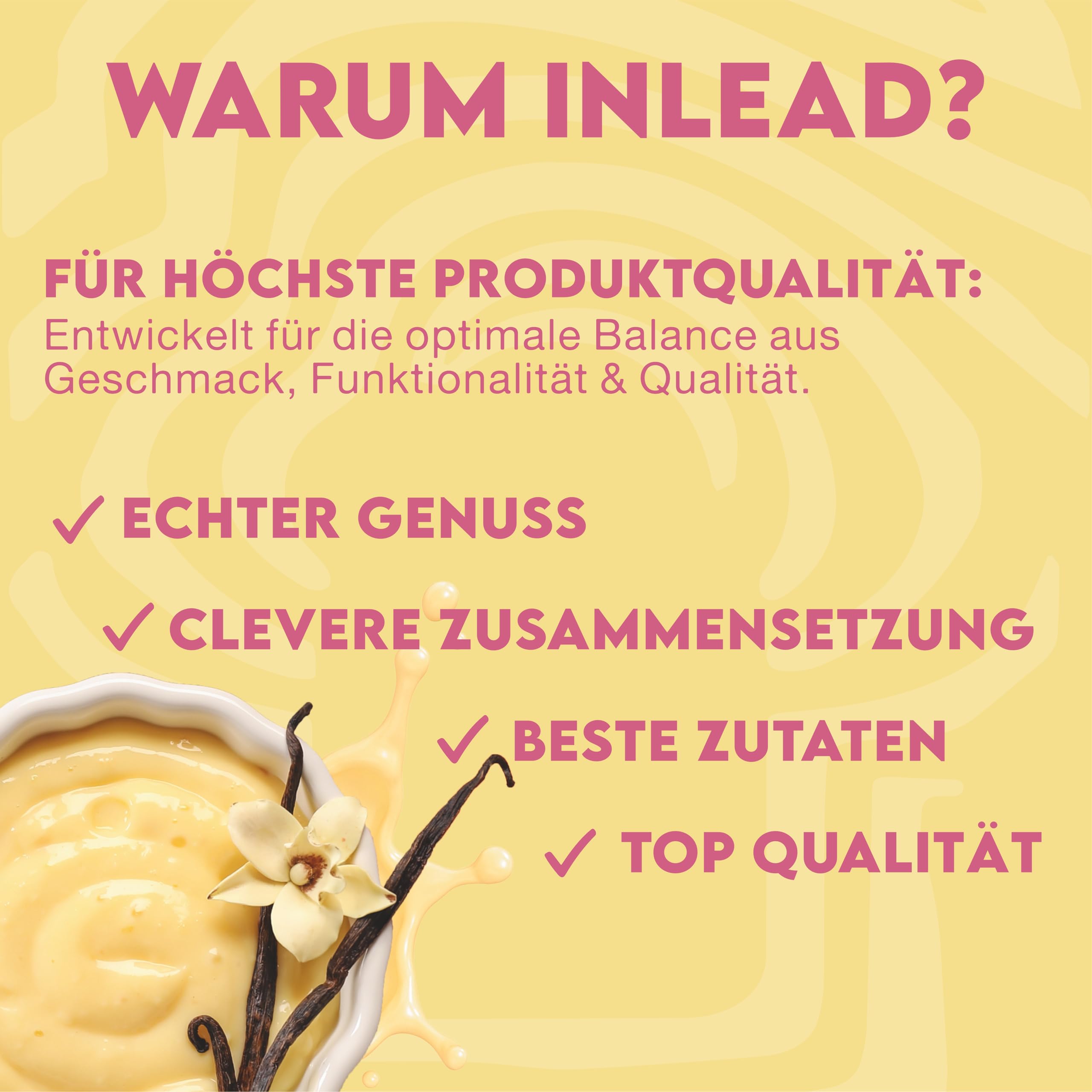 INLEAD - Protein Pudding - Schokolade | 20g Eiweiß pro Portion | 70% Weniger Zucker | Cremig & Lecker | Schnelle Zubereitung - Ideal für Fitness & Bewussten Genuss - 500g (Vanille - Vanilla)