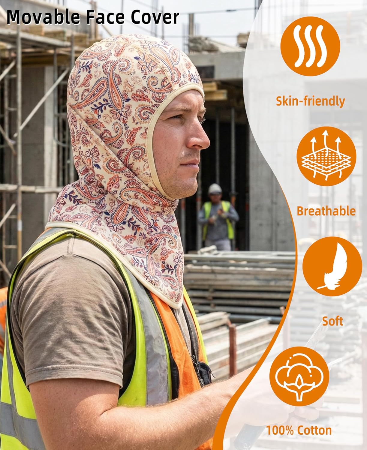 BOCOMAL FR Face Mask Flame Resistant Balaclava 5.5oz Lightweight Arc Rated Helmet Liner Covering Hood for Welding