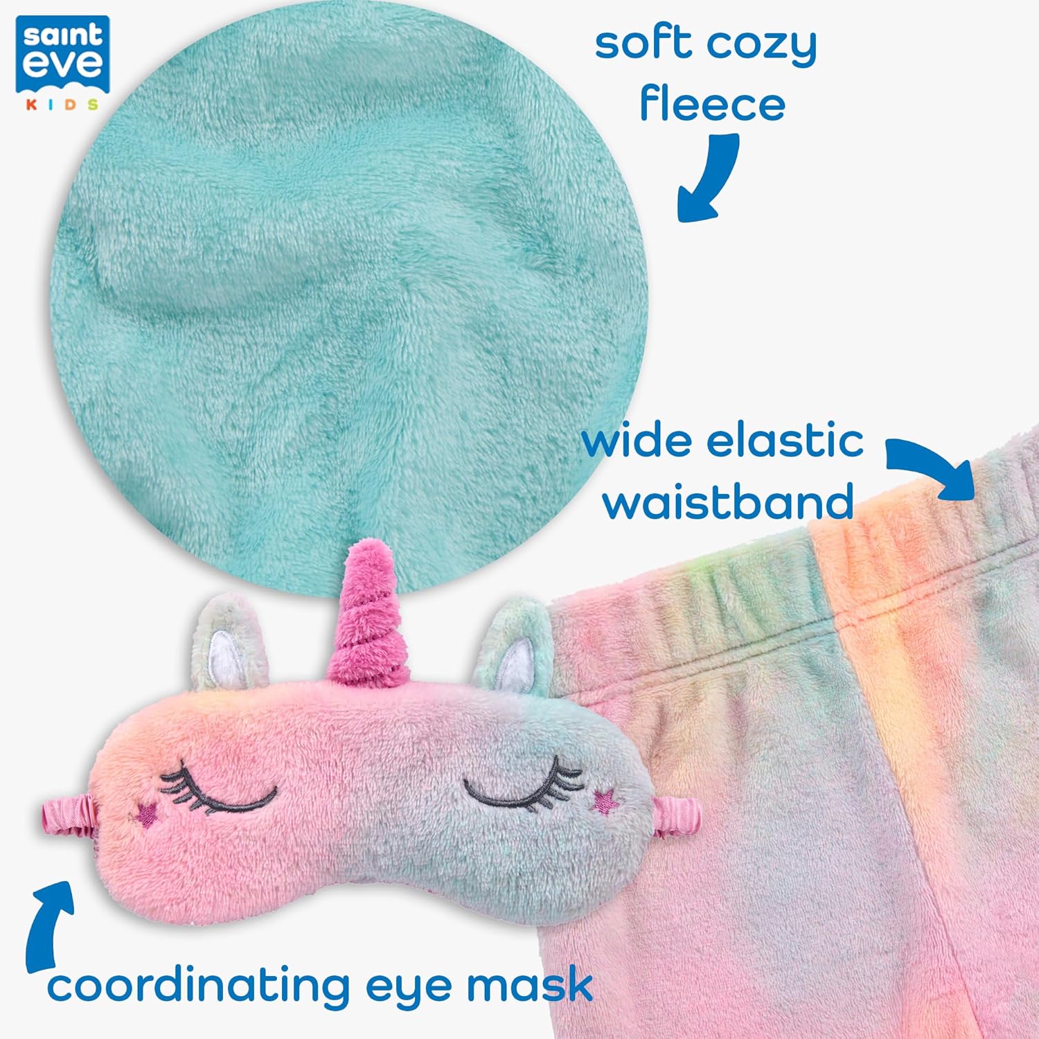 Saint Eve Kids Girls Fuzzy 2 Pack Pajama Pants & Matching Sleep Mask - Super Soft Fleece - Sleep & Lounge PJ Pants for Kids - Image 4