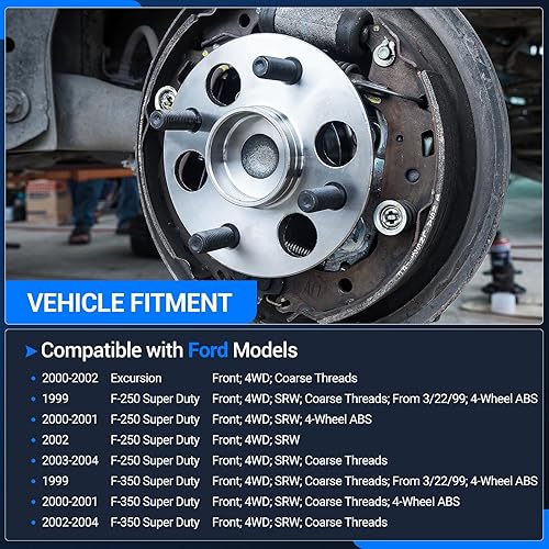 Miniatura 2 de Autoround Conjunto de cubo de rodamiento de rueda delantera 515020 compatible con Ford F250 Super Duty 1999-2004  F350 Super Duty 4x4, Excursion