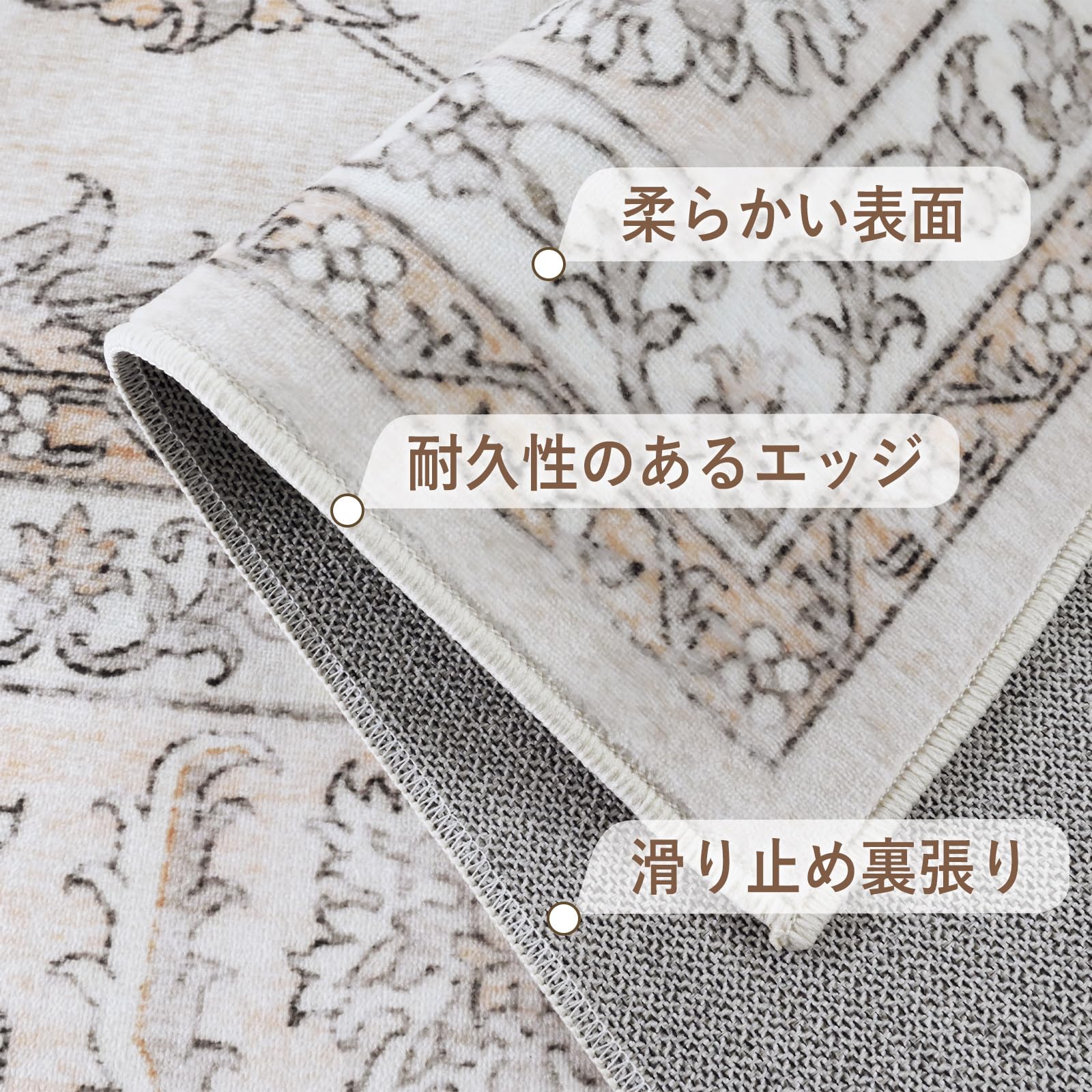 Amazon | FORTSEA 洗えるラグマット 2畳 190×190cm 正方形 防音 滑り