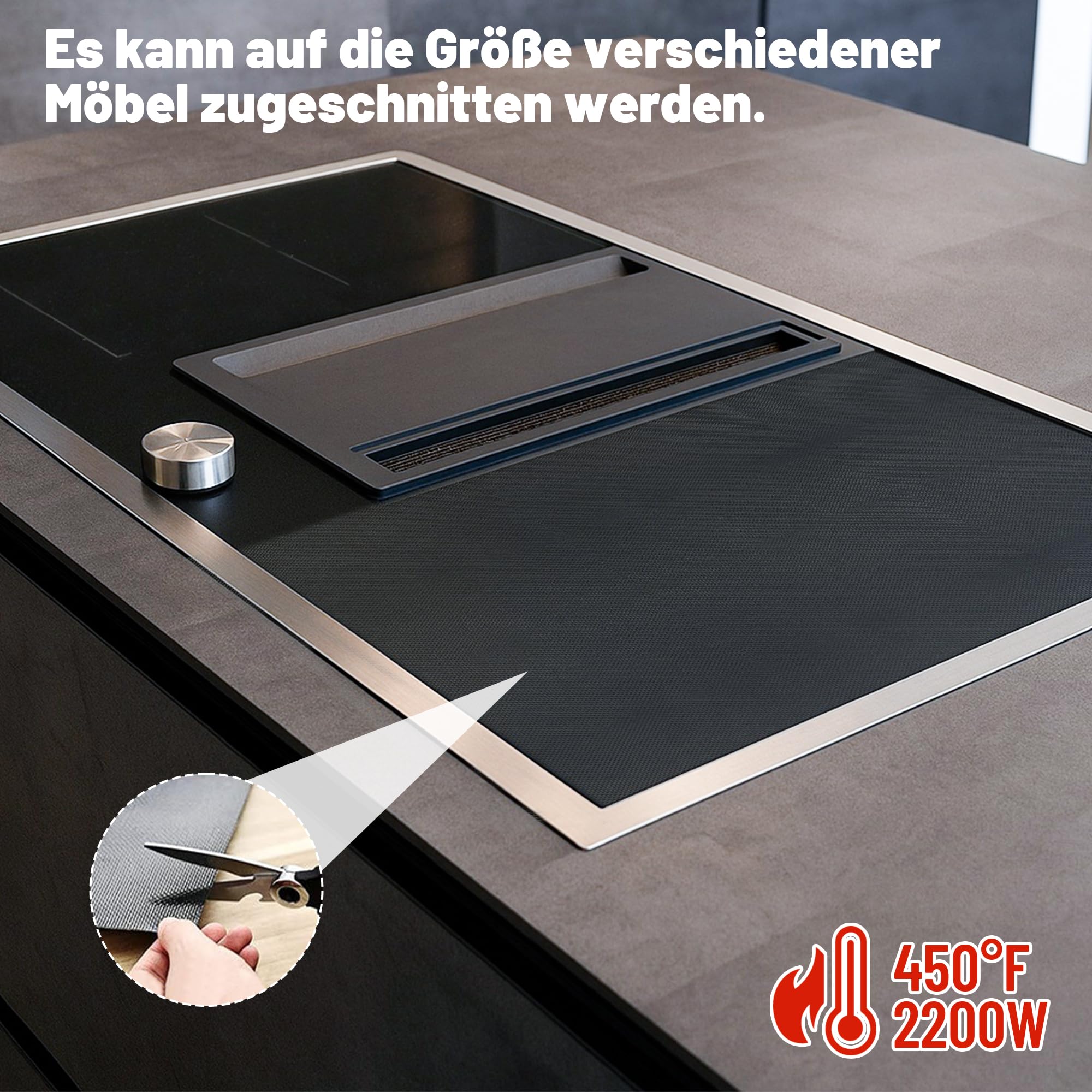 78x52cm Herdabdeckplatte – Zuschneidbare Silikon Abdeckung für Induktionskochfeld & Ceranfeld, Wasserdicht & Hitzebeständig, Schwarz