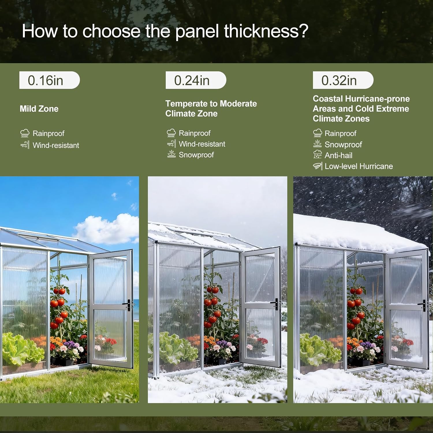 UMIG 8 PCS 6' x 2' x 0.32'' Polycarbonate Greenhouse Panels, Twin-Wall Waterproof UV Protected Corrugated Plastic Roof Panels Sheets, Clear Replacement Panels for Greenhouse, Outdoor, Plant