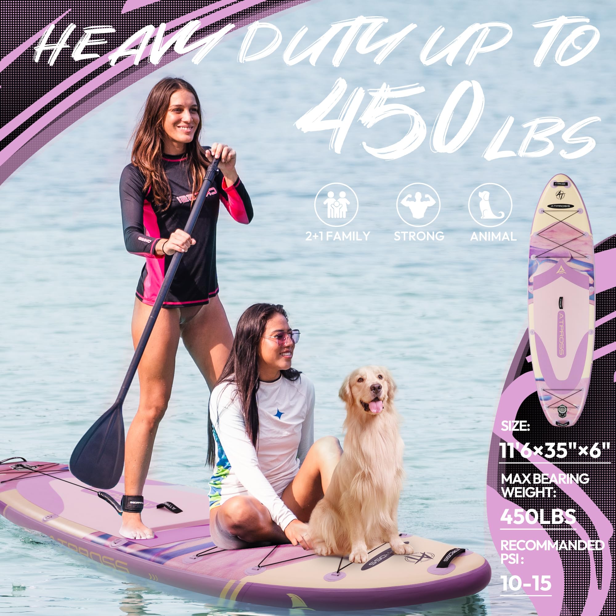 Tabla Paddle Surf Hinchable Inflable Extra Grande para Adultos, con Capacidad para 204,1 kg. con Kit de Accesorios Mochila. Kayak Inflable, Antideslizante, Ideal para Yoga,