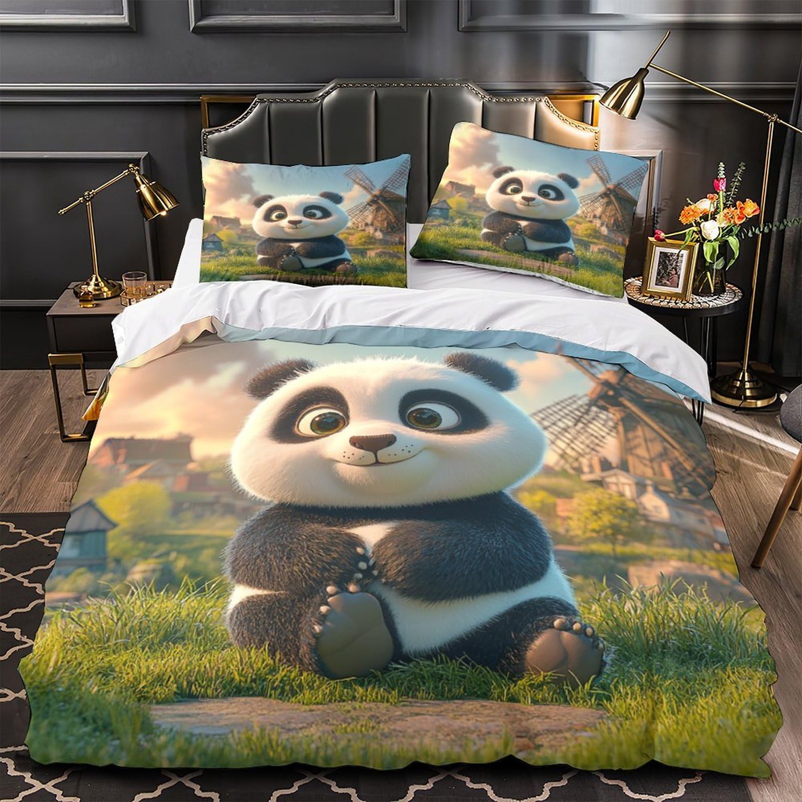 Parure de Lit Panda 3D Idéale pour la Chambre d'une Fille Adolescente