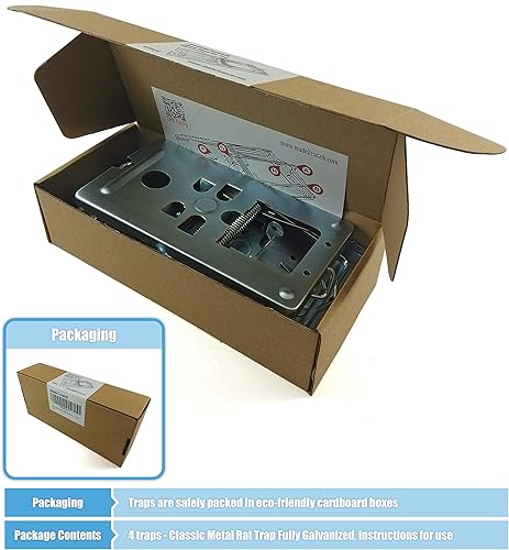 Miniatura 5 de made2catch trampa clásica para ratas completamente galvanizada, 4 trampas, a presión, durables, reutilizables y efectivas