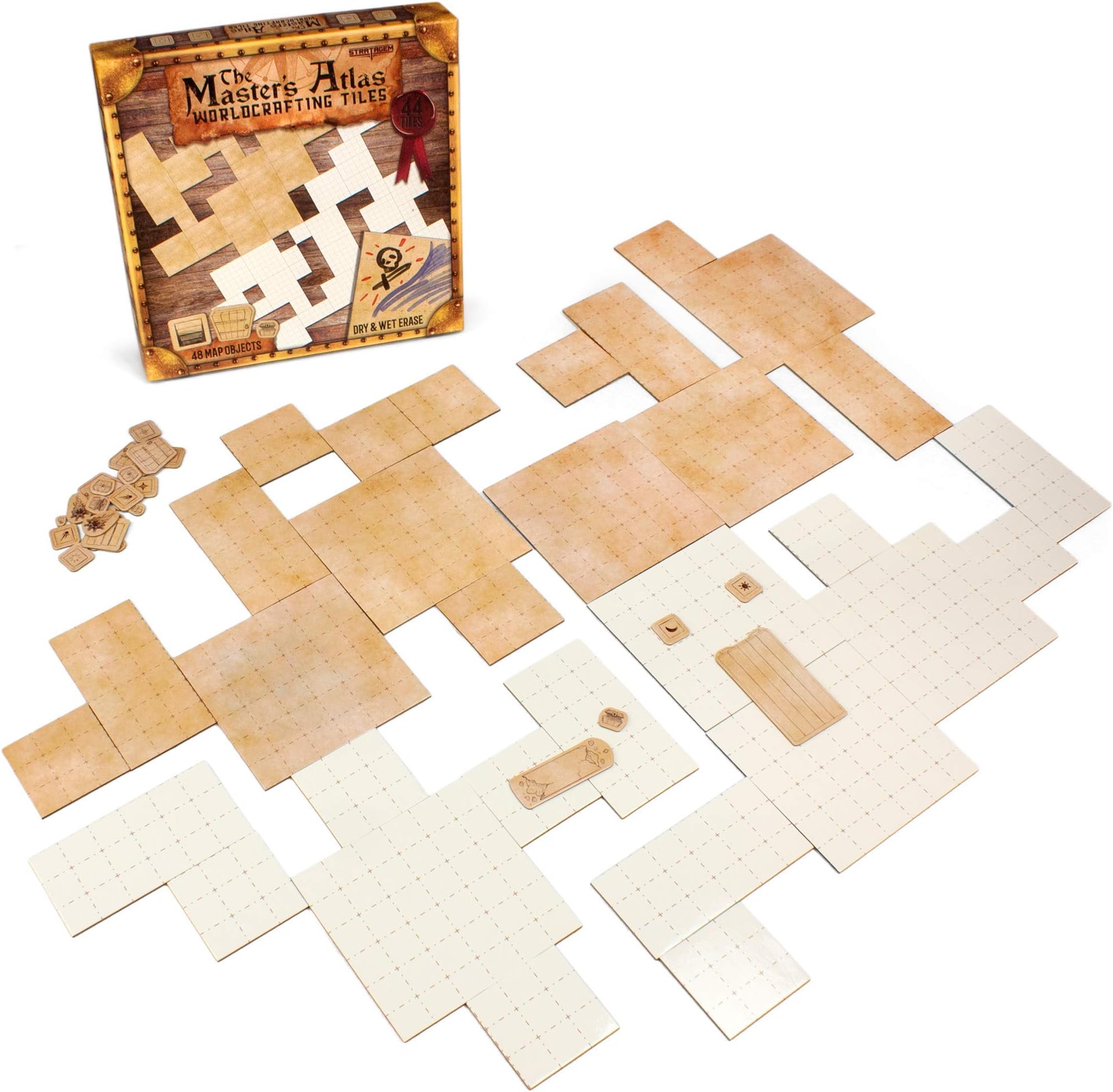 Accessories RPG: Master's Atlas - World Building Tiles, Blank/Parchment (44 pieces)