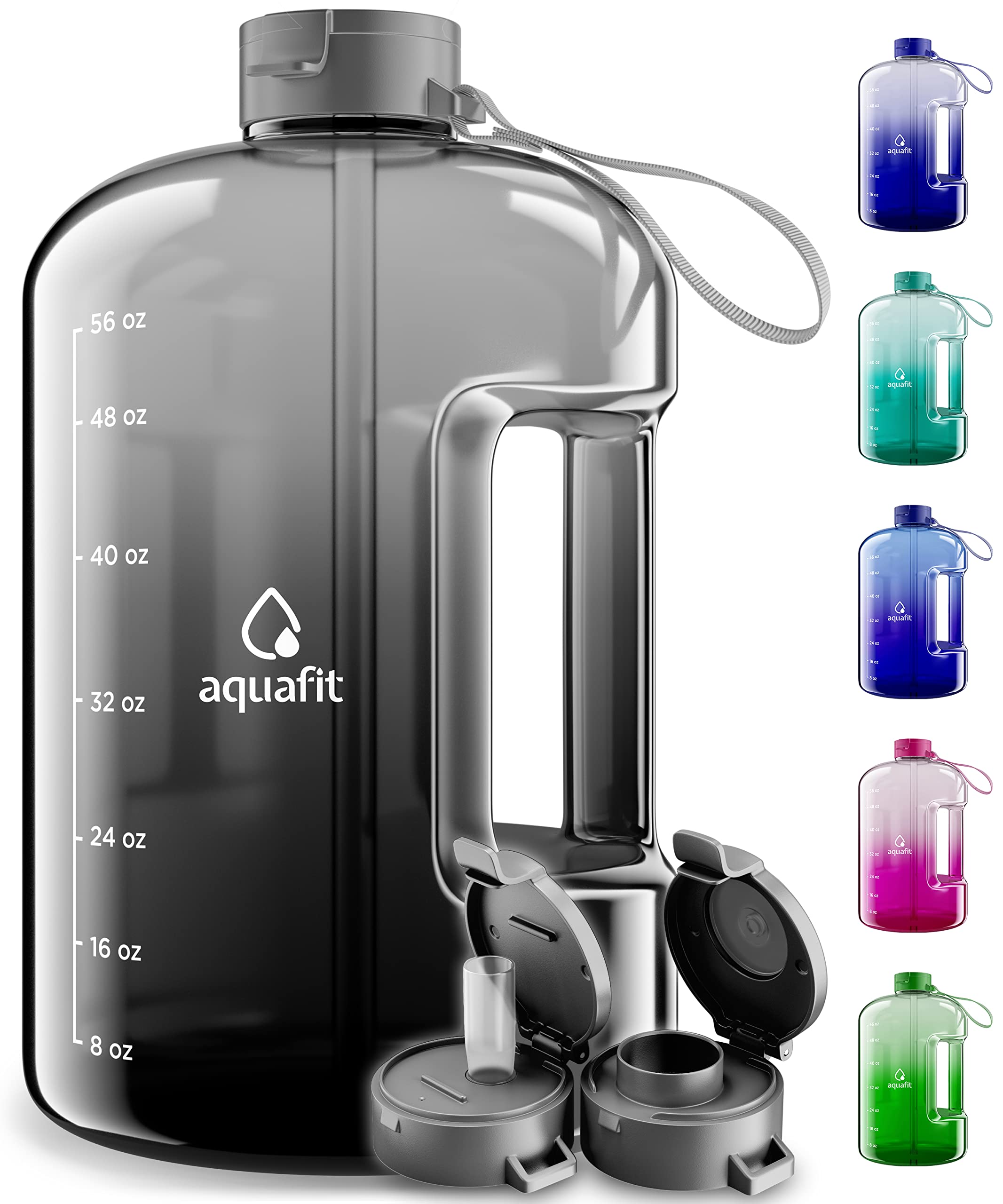 Buy AQUAFIT Half Gallon Water Bottle With Times To Drink 64 oz Water
