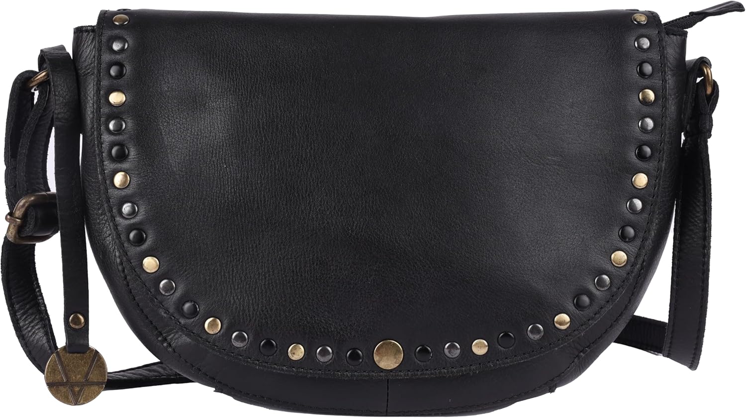 Genuine Italian Leather Boho Studded Crossbody Shoulder Bag - Stylish, Durable, & Perfect for Everyday Use for women