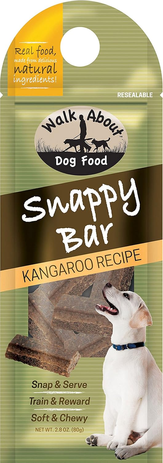 Walk About 852896006518 Walkabout Dog Snappy Bars Kangaroo 2.8 Oz Dry Pet Food, One