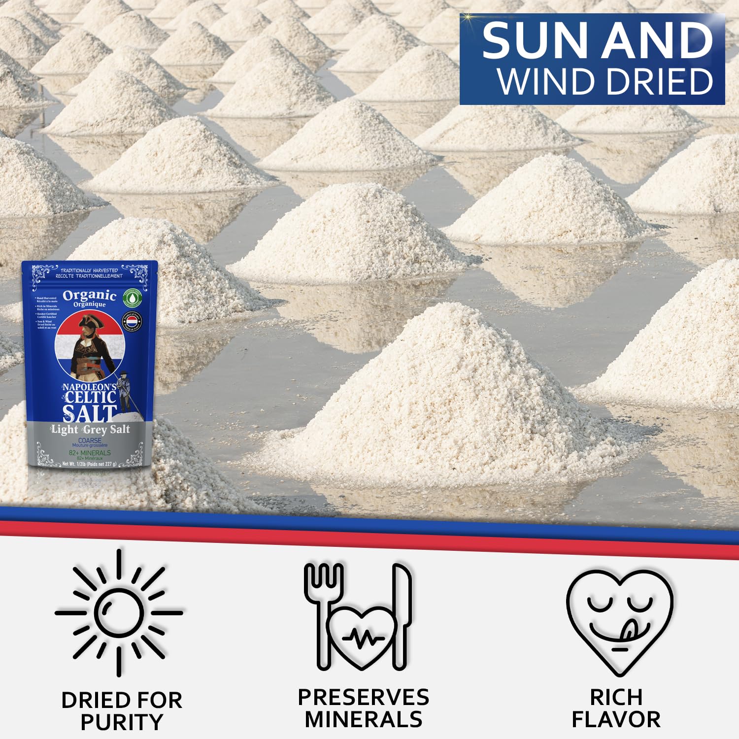 Hand-harvested French sea salt from Napoleon's Celtic