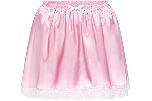 Satini Frilly Lace Sissy Ruffled Silky Satin Half Slip Petticoat Dolly Skirt for Couples