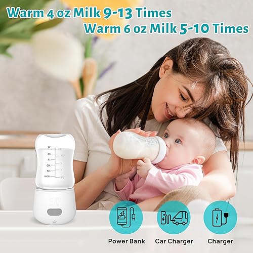 Miniatura 7 de Calentador de biberones portátil para viajes con 4 ajustes rápidos de calor y protección contra quemaduras, a prueba de fugas y seguro calentador de