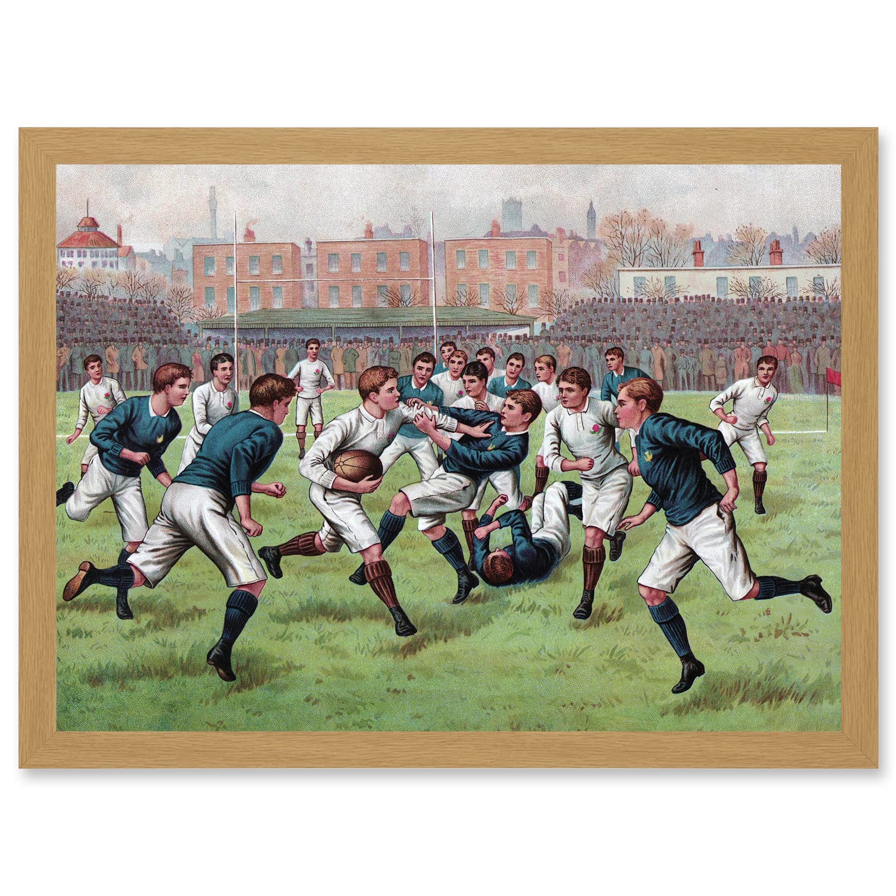 Artery8 Scotland England 1893 Rugby Union Football Match Painting Artwork Framed Wall Art Print A4