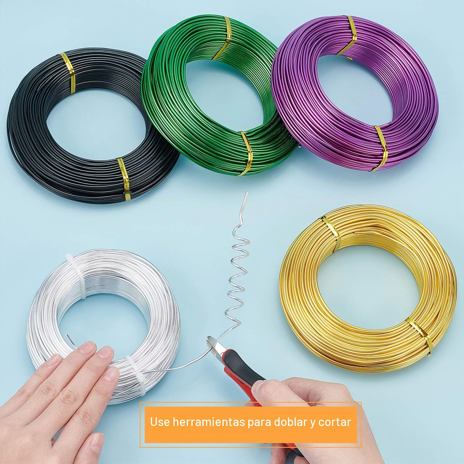 BENECREAT 55m 2mm Alambre de Aluminio para Esculpir Hilo Metal Flexible para Hacer Joyas, Abalorios Proyecto de Arte y Artesanía, Dorado