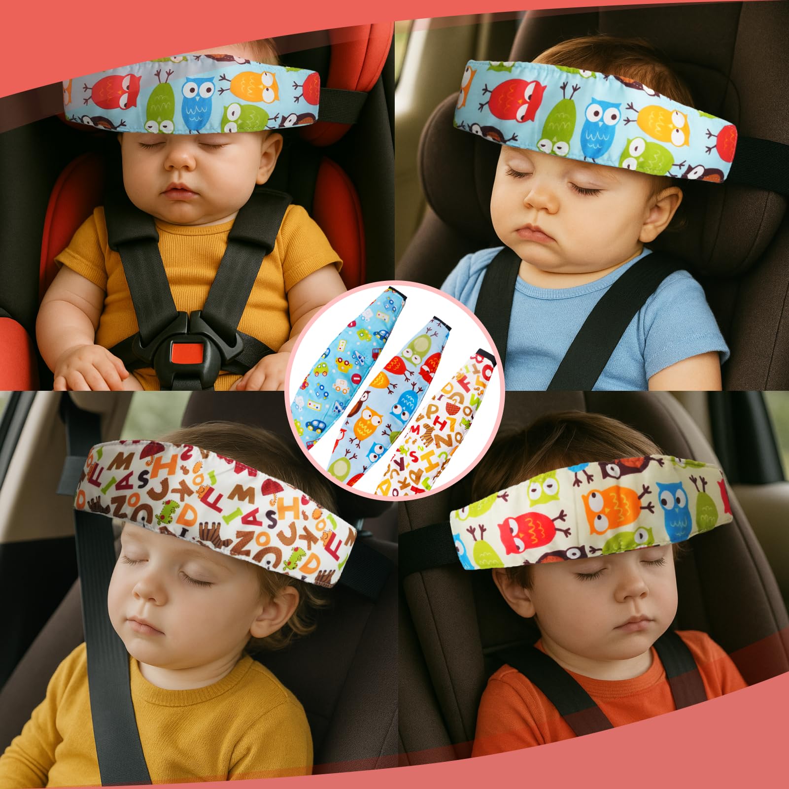 Support De Tête Pour Siège Enfant Voiture 3pcs, Siège Auto Bébé Support De Tête Sommeil Voiture Sommeil Enfant Convient Aux Nourrissons Aux Nourrissons