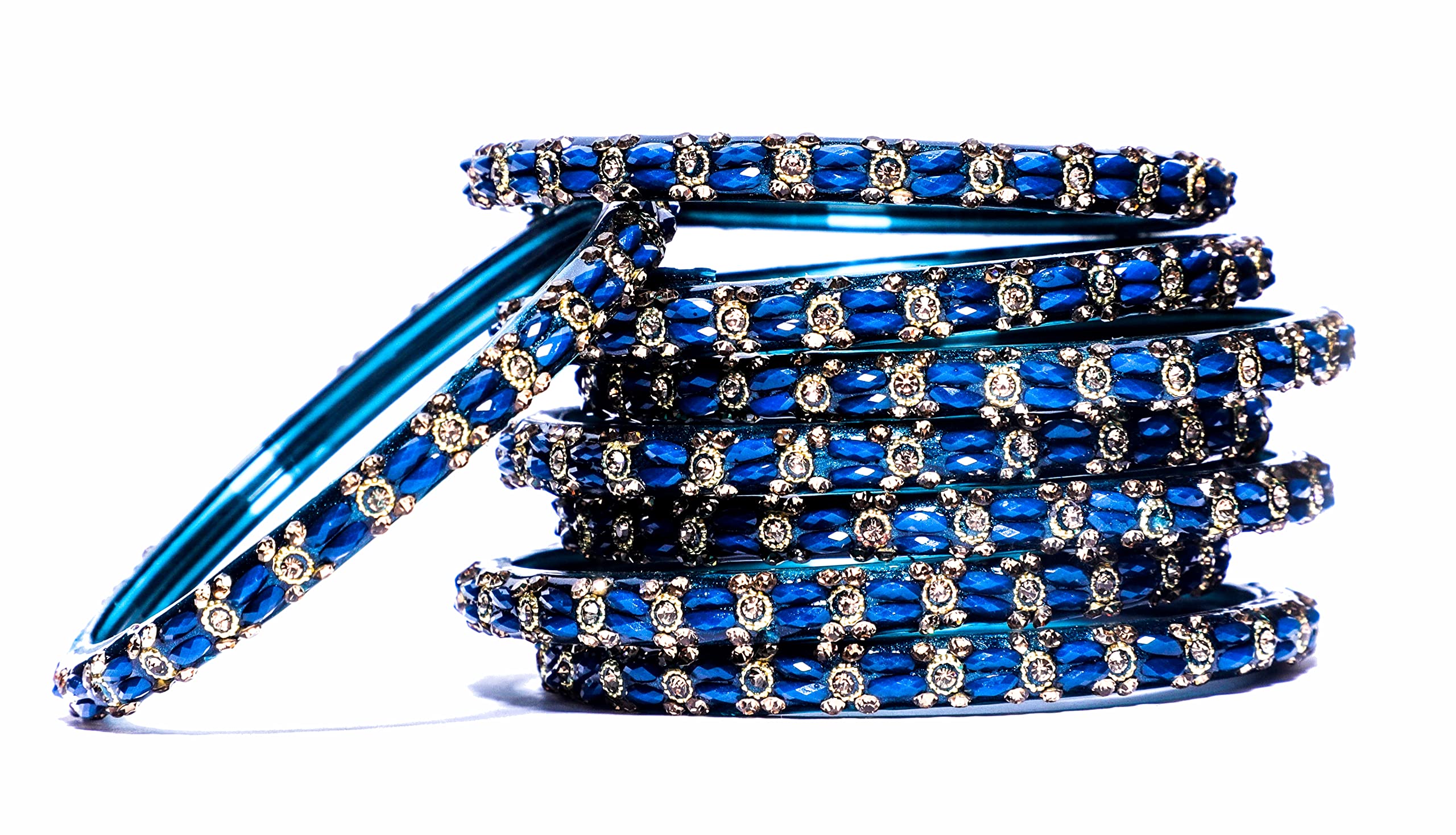 Swara Creations Glass Bangles in Blue Color | Size – 2.8 | Fancy Golden beads work beautiful Kada set for Women & Girls (SN229) (B09Y1RQ6M1) Amazon Price History, Amazon Price Tracker