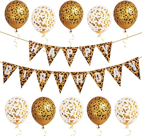 Globos y pancartas temáticas de guepardo, decoraciones de fiesta de animales para cumpleaños de niñas, baby shower y fiesta temática de animales