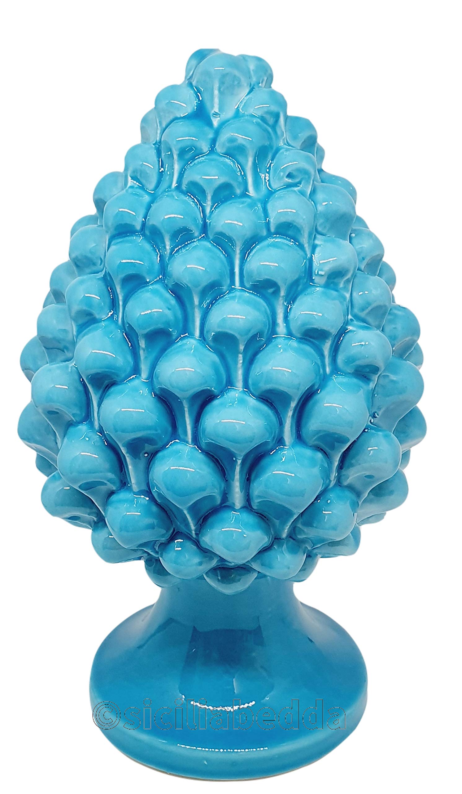 Sicilia Bedda Azure - Sicilian Ceramic Pine Cone - Entirely Hand Made - Decorative Pine Cone (Blue, 22_X_14cm)